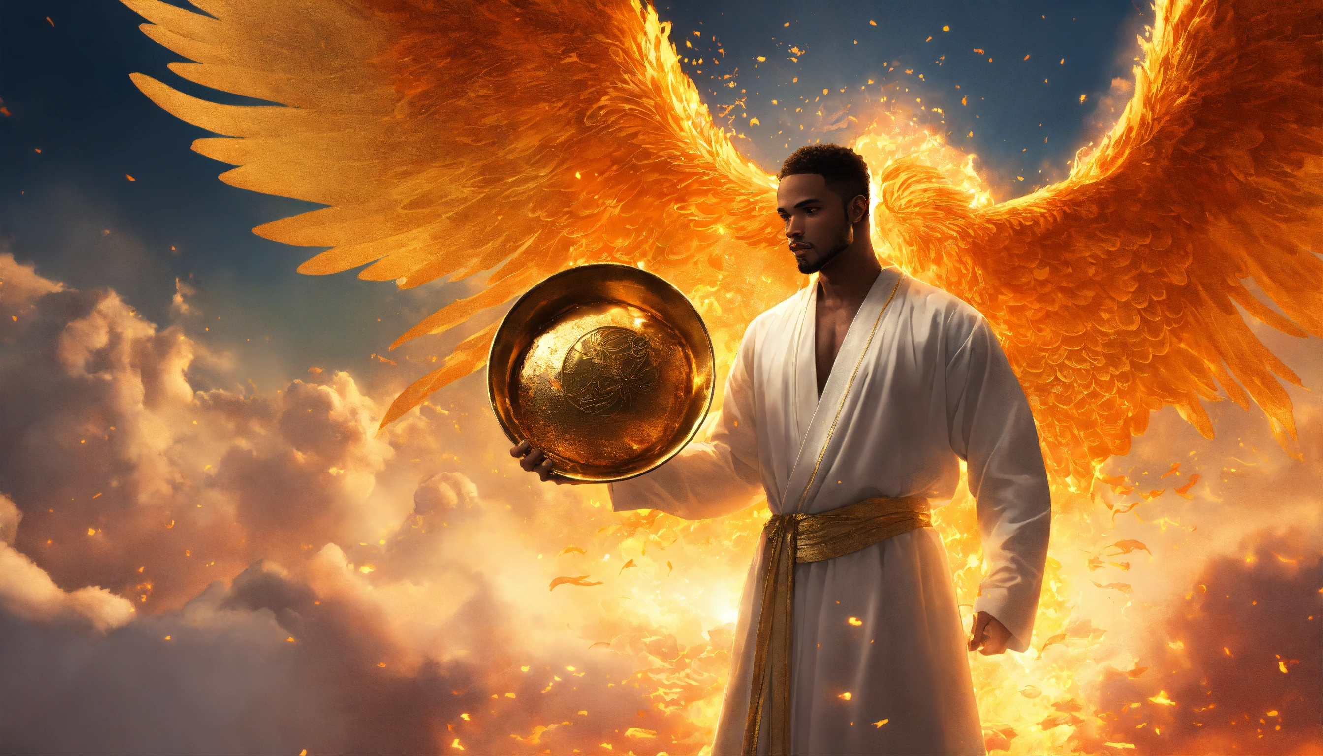 Lexica - Illustrate a view of a handsome black man wearing a long ...