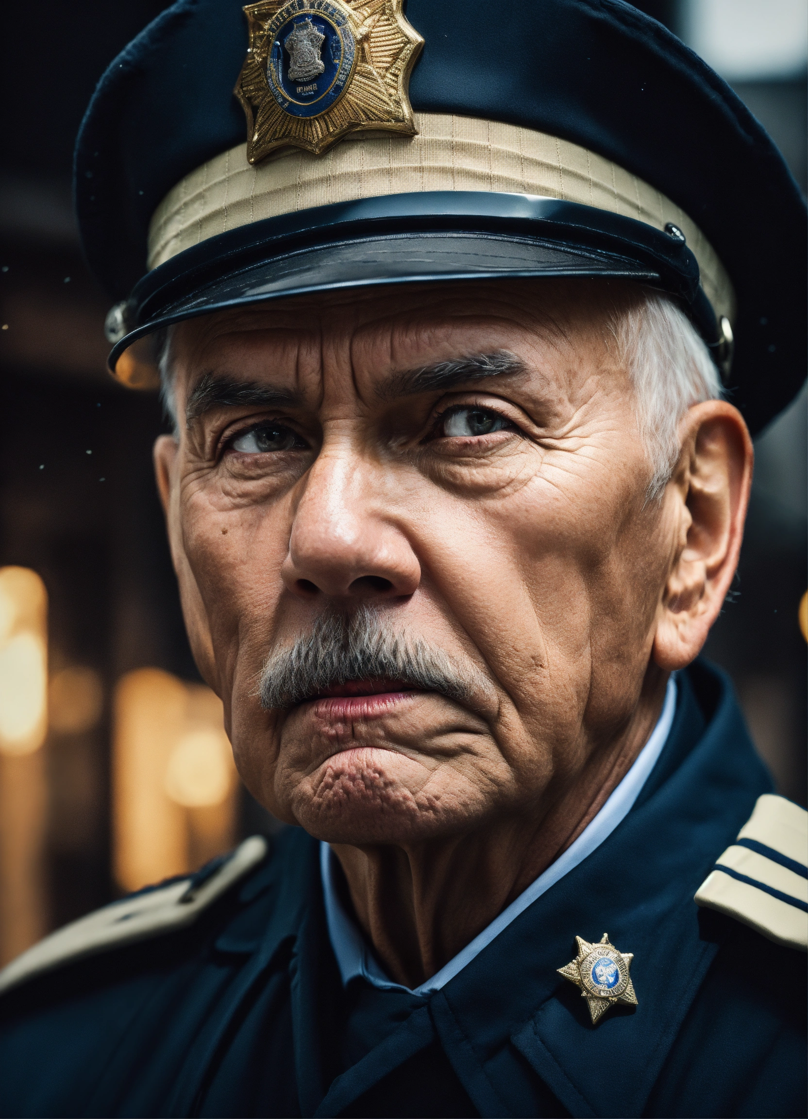 Lexica - An old retired police officer, with an intense gaze, 8k