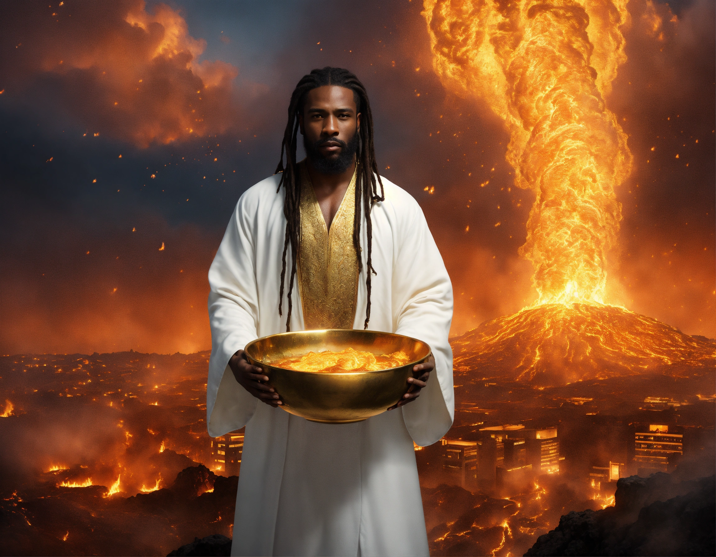 Lexica - Illustrate a view of a handsome black man wearing a long ...