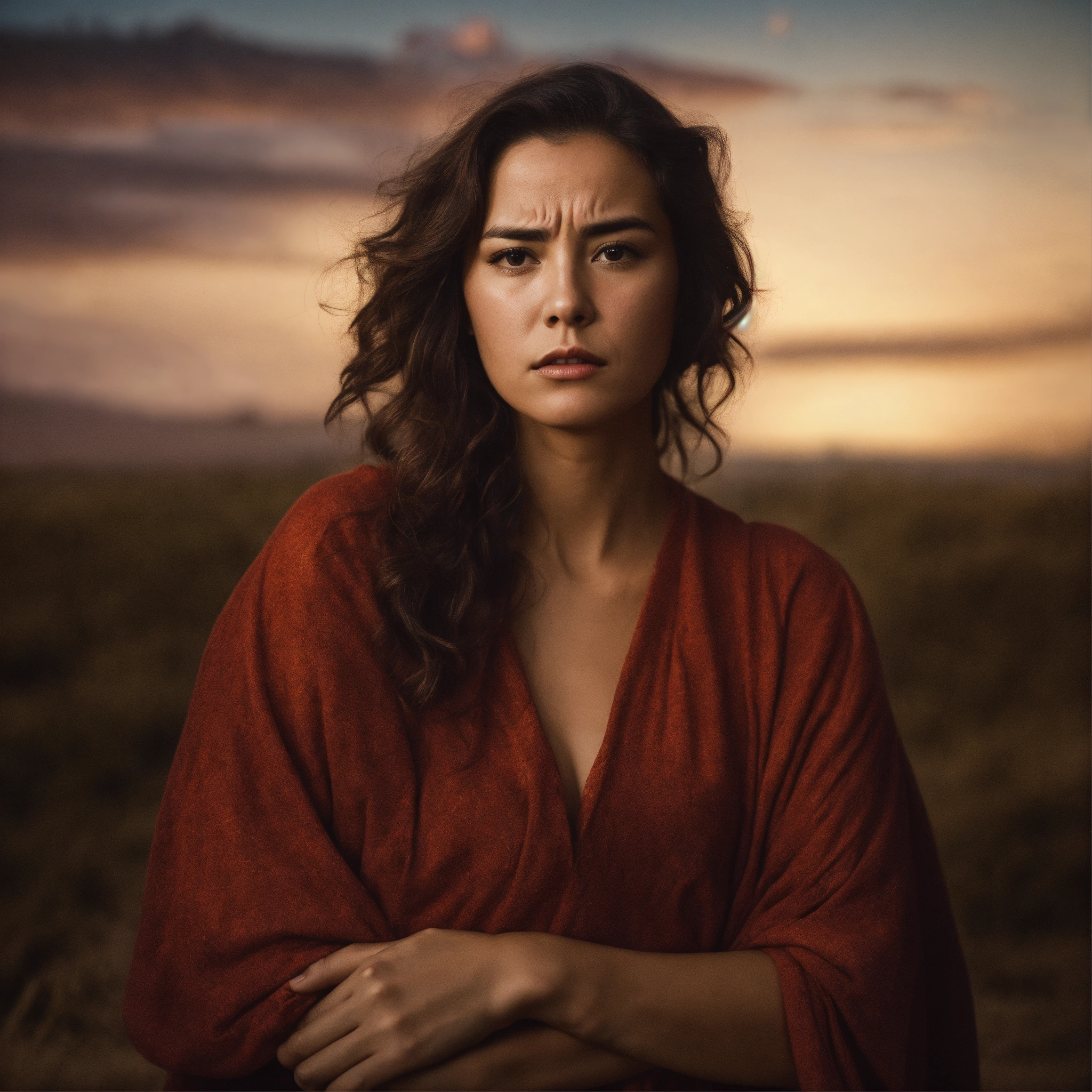 Lexica - Realistic photograph of a woman who is concerned