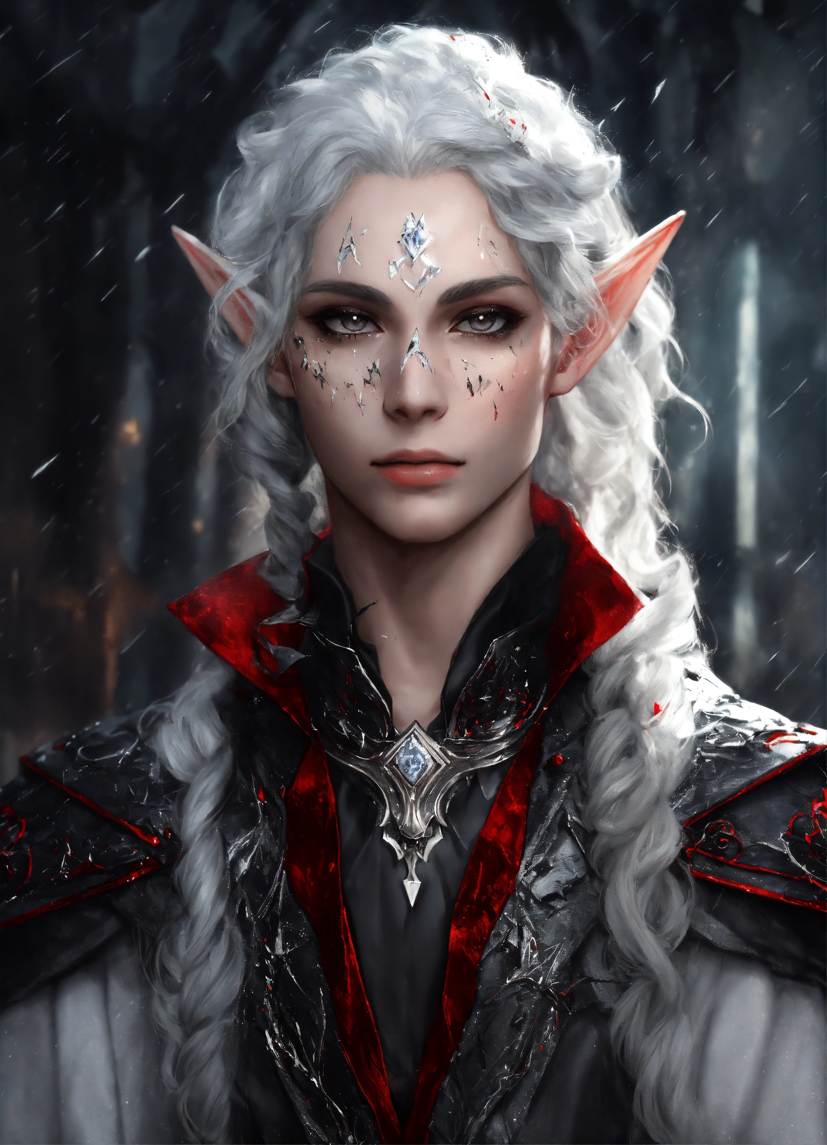 Lexica - Fantasy portrait of a ash-grey skinned elf, androgynous ...