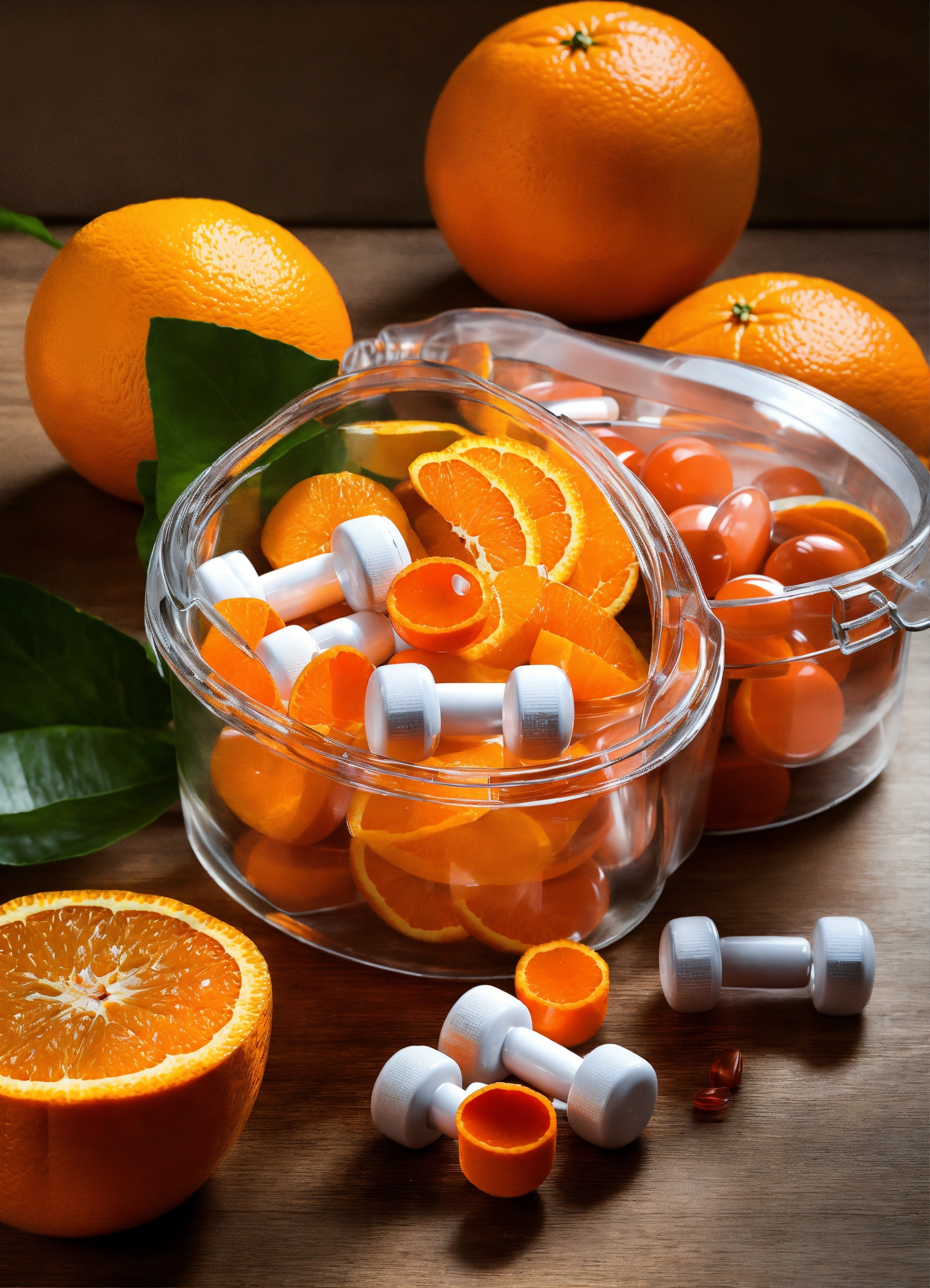 Lexica Medical pills in the transparent orange container, oranges, 2