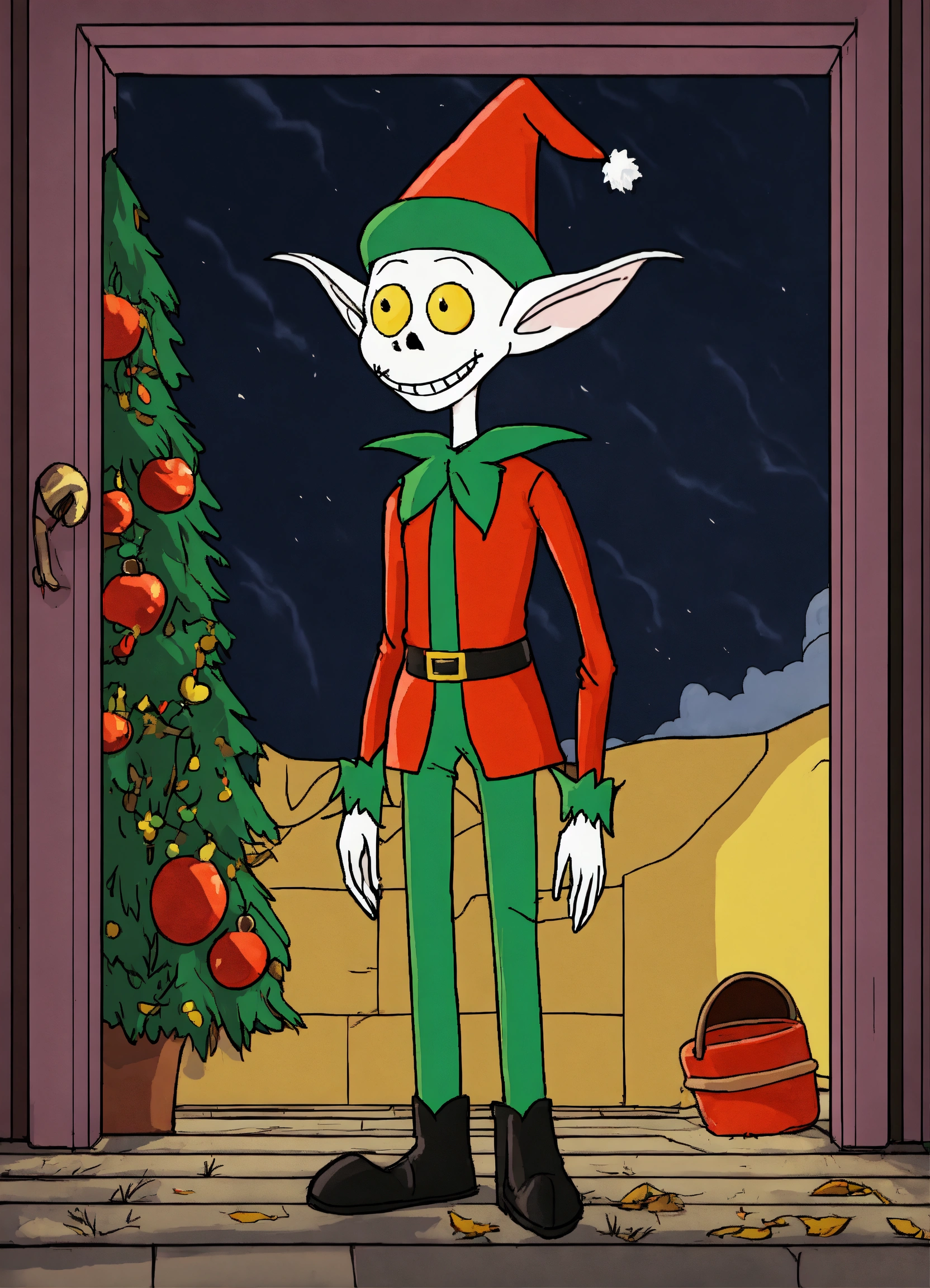 Lexica - Elf from the Nightmare Before Christmas in the simpsons style