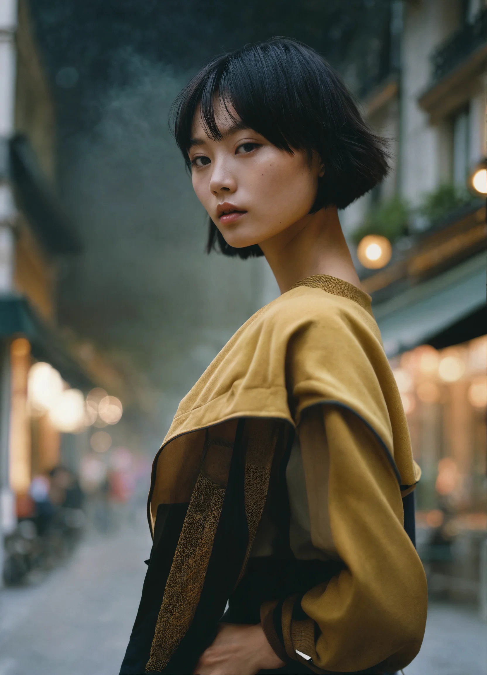Lexica - Portrait of a beautiful Japanese fashion model with bob-cut ...