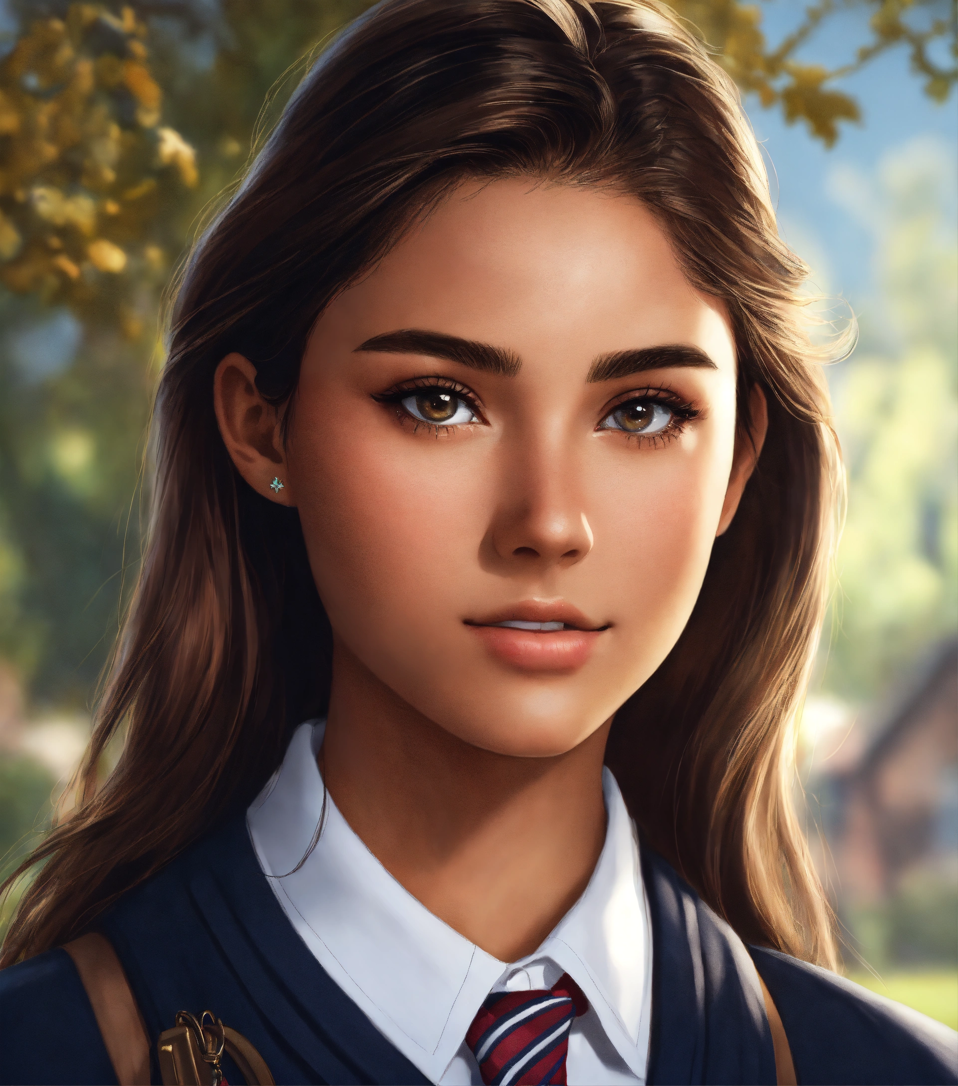 Lexica - Realistic female inspired by a yearbook photoshoot with tan skin and dark long hair ...