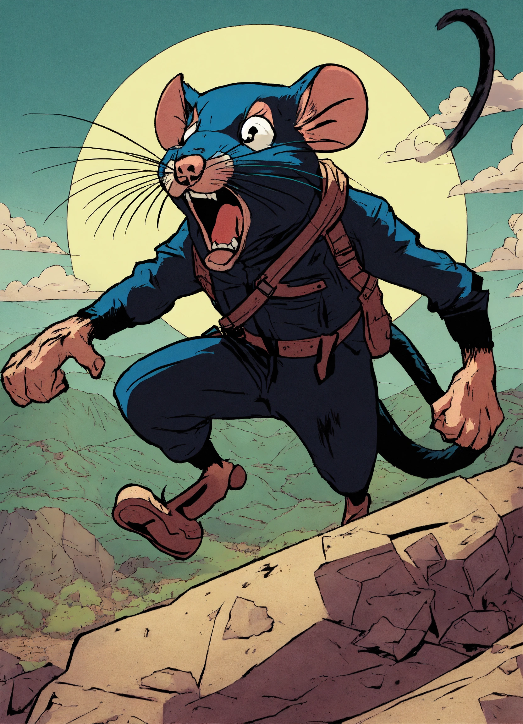 Lexica - A cap on the ground. the angry rat jumps with both feet on ...