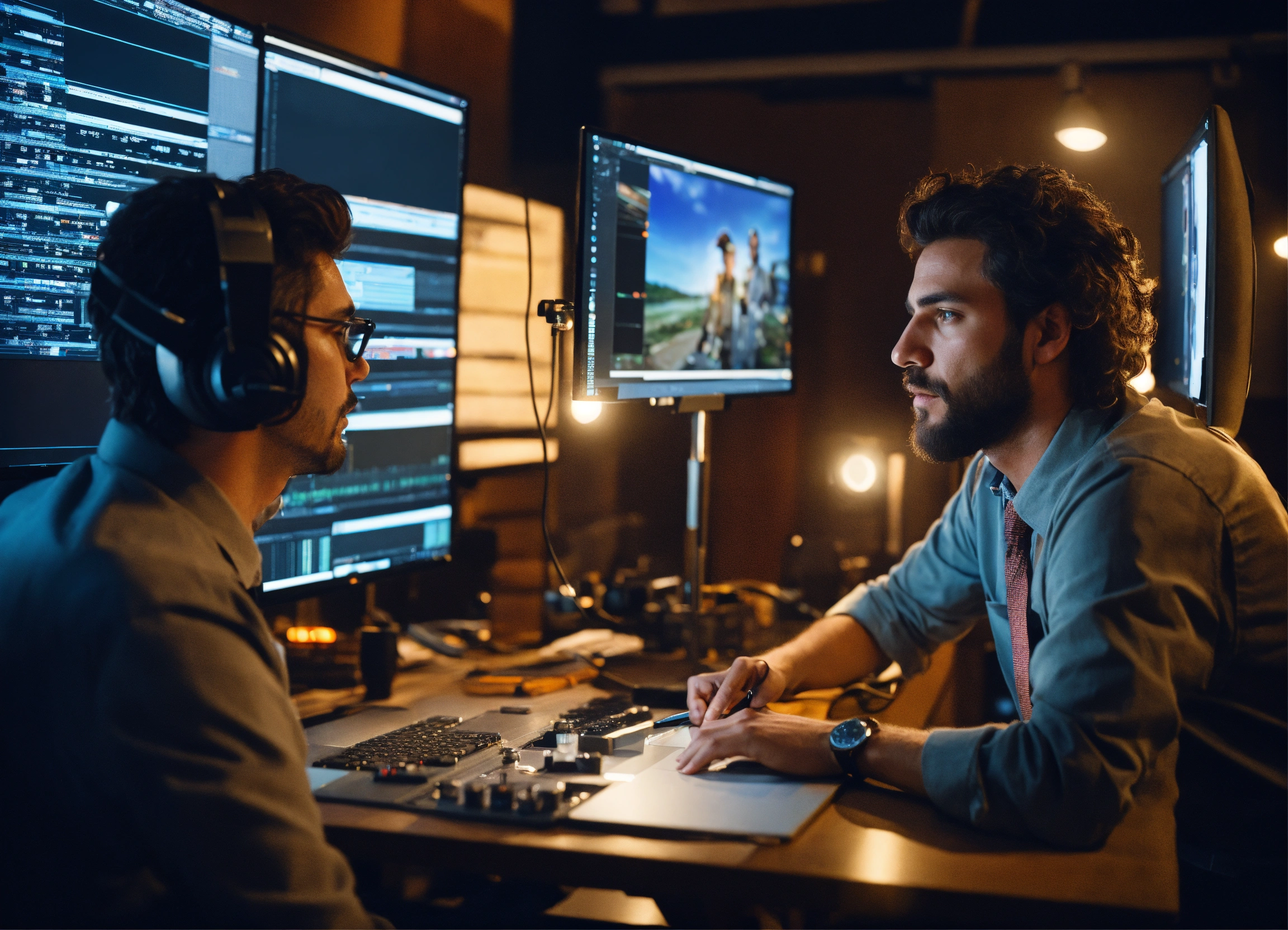 Lexica - Film studio. two different people an editor and a director are ...