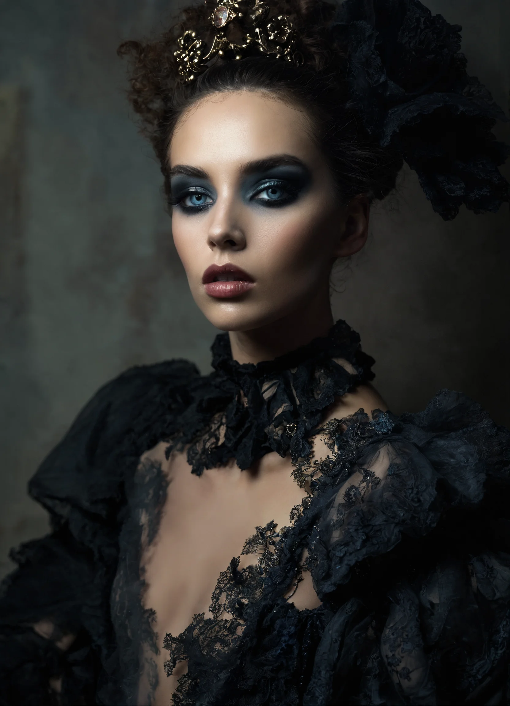 Lexica - Fashion shooting , portrait, barocque, fashion model, smokey eyes