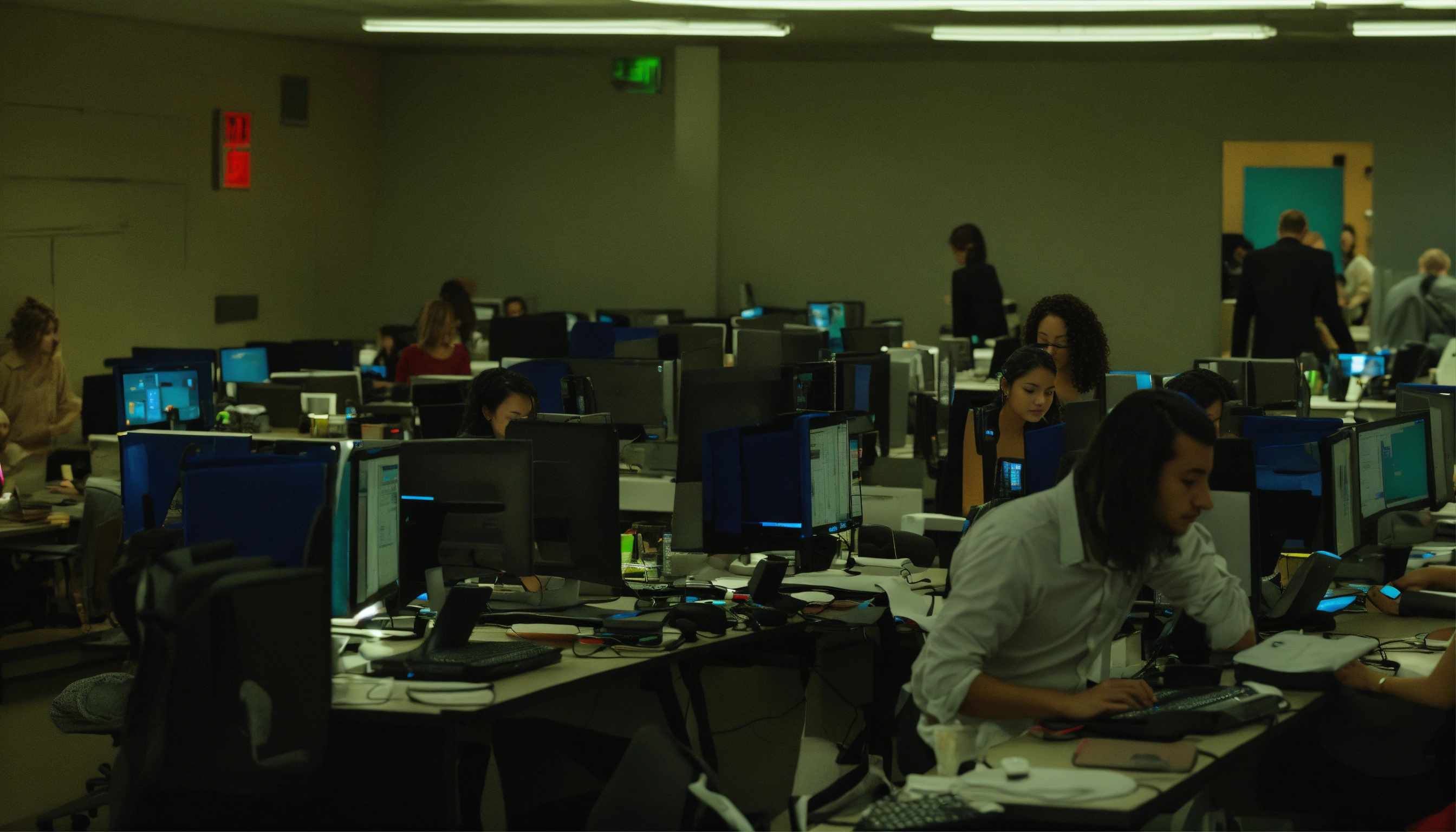 Lexica - Several people are typing on their computers in an office