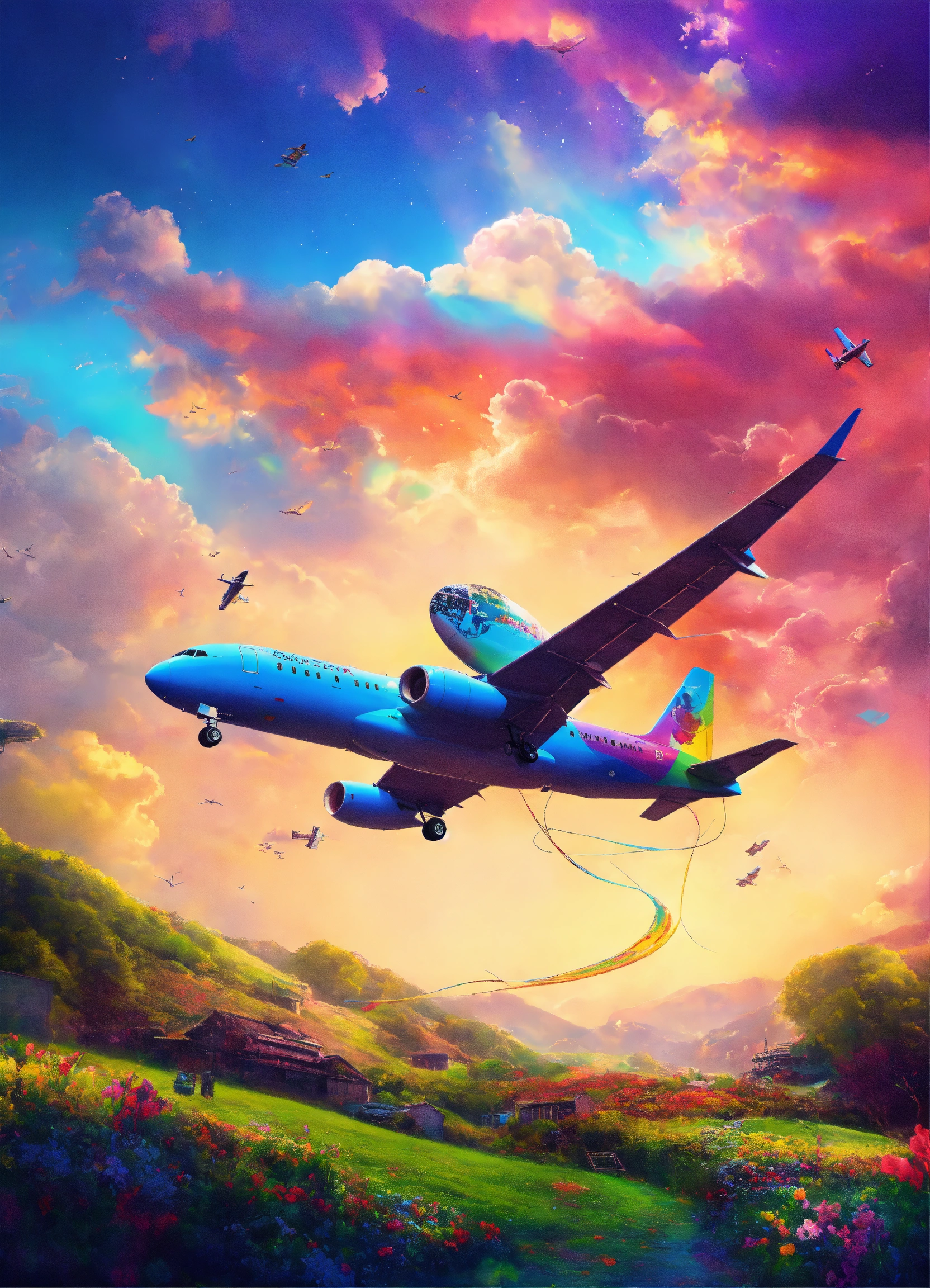 Lexica - Colorfull bavkground, plane, magical