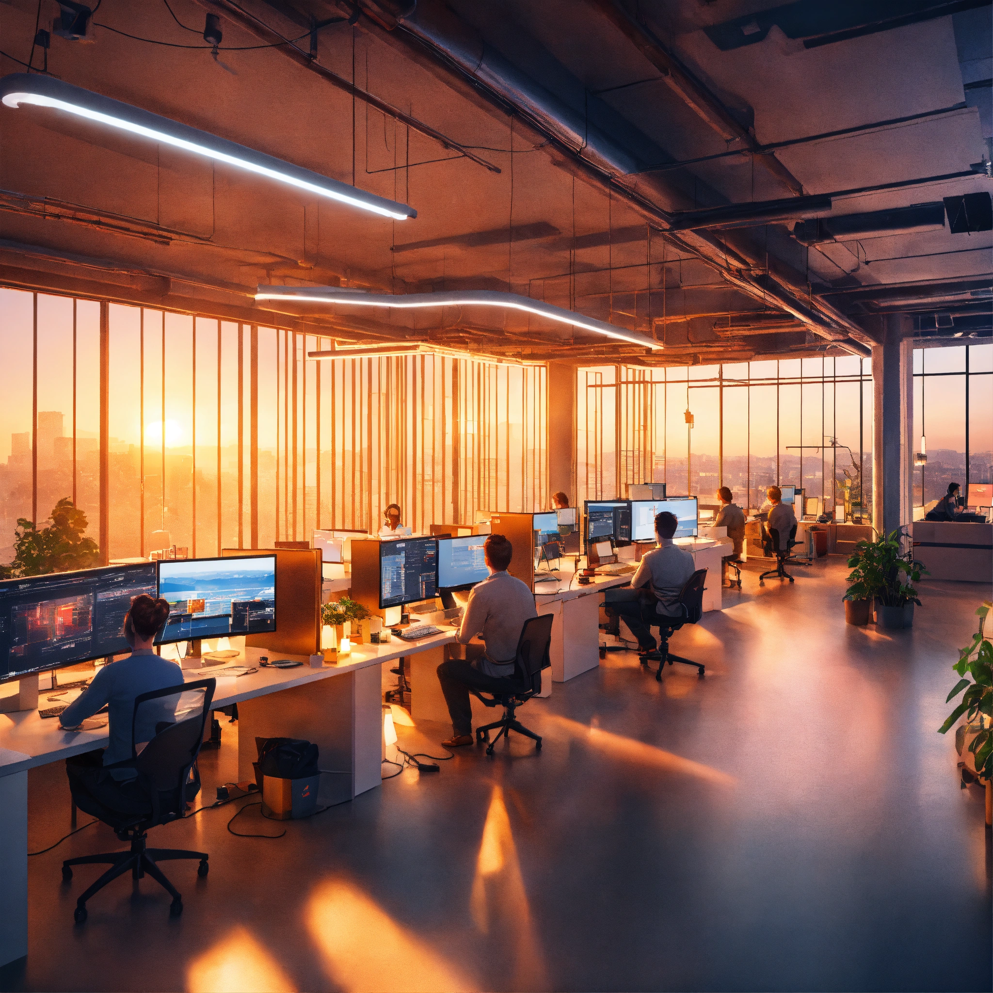 Lexica - Ultra realistic bright photo of developers working in a very ...