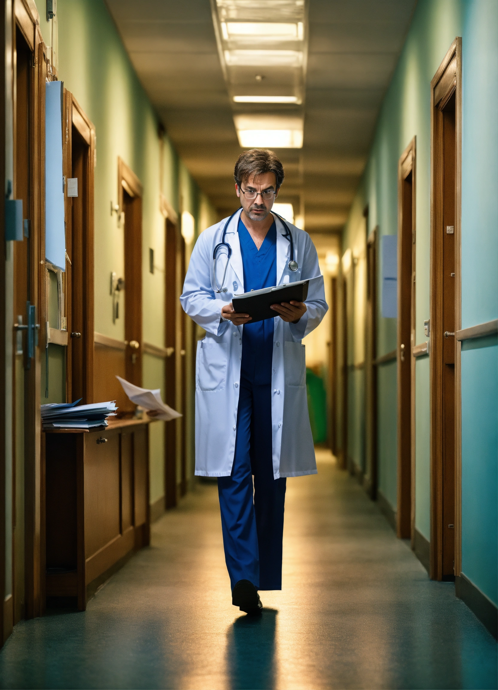 Lexica - Realistic scene of a bewildered doctor in labyrintine ...