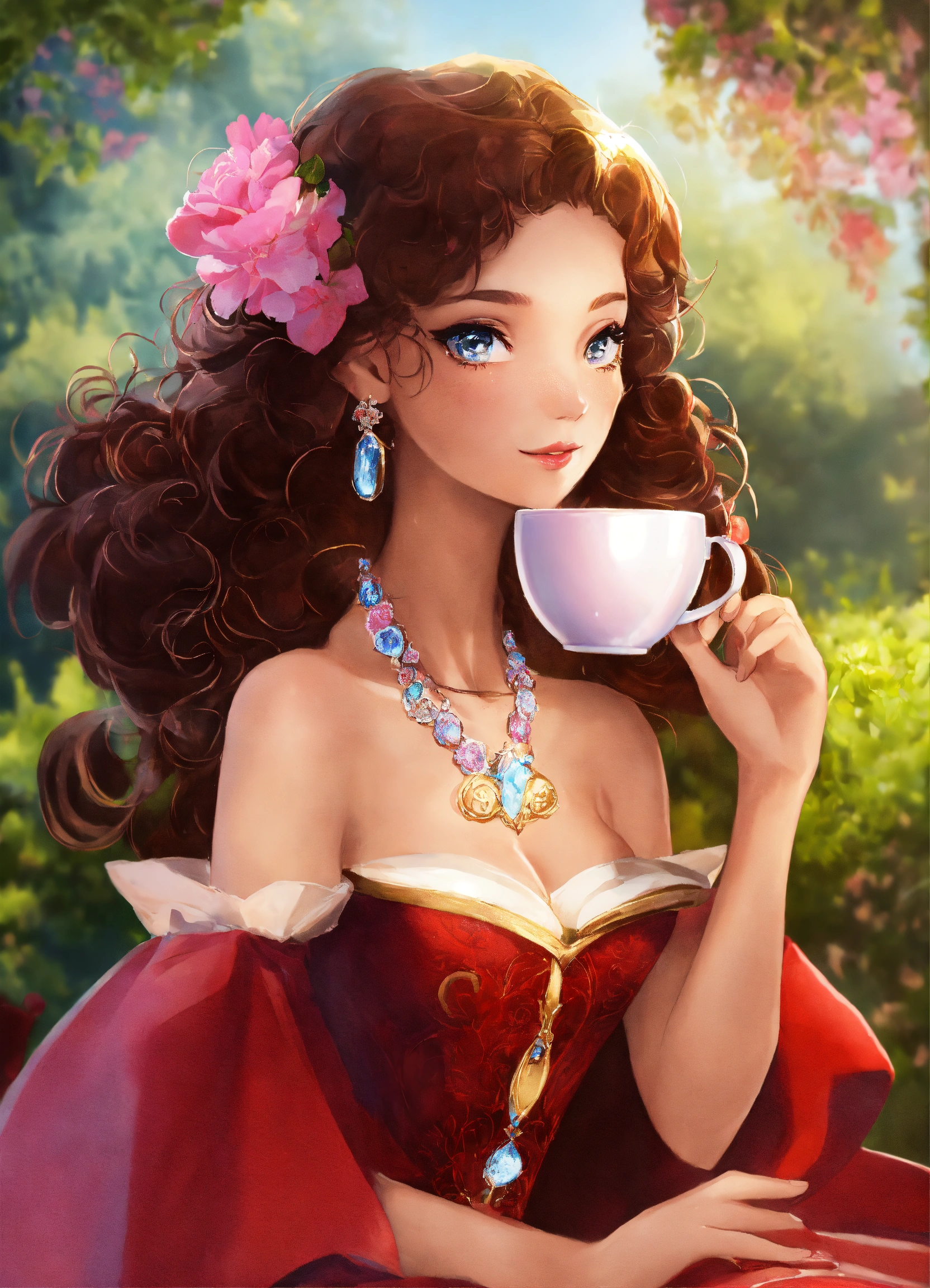 Lexica - Princess drinking cooffee