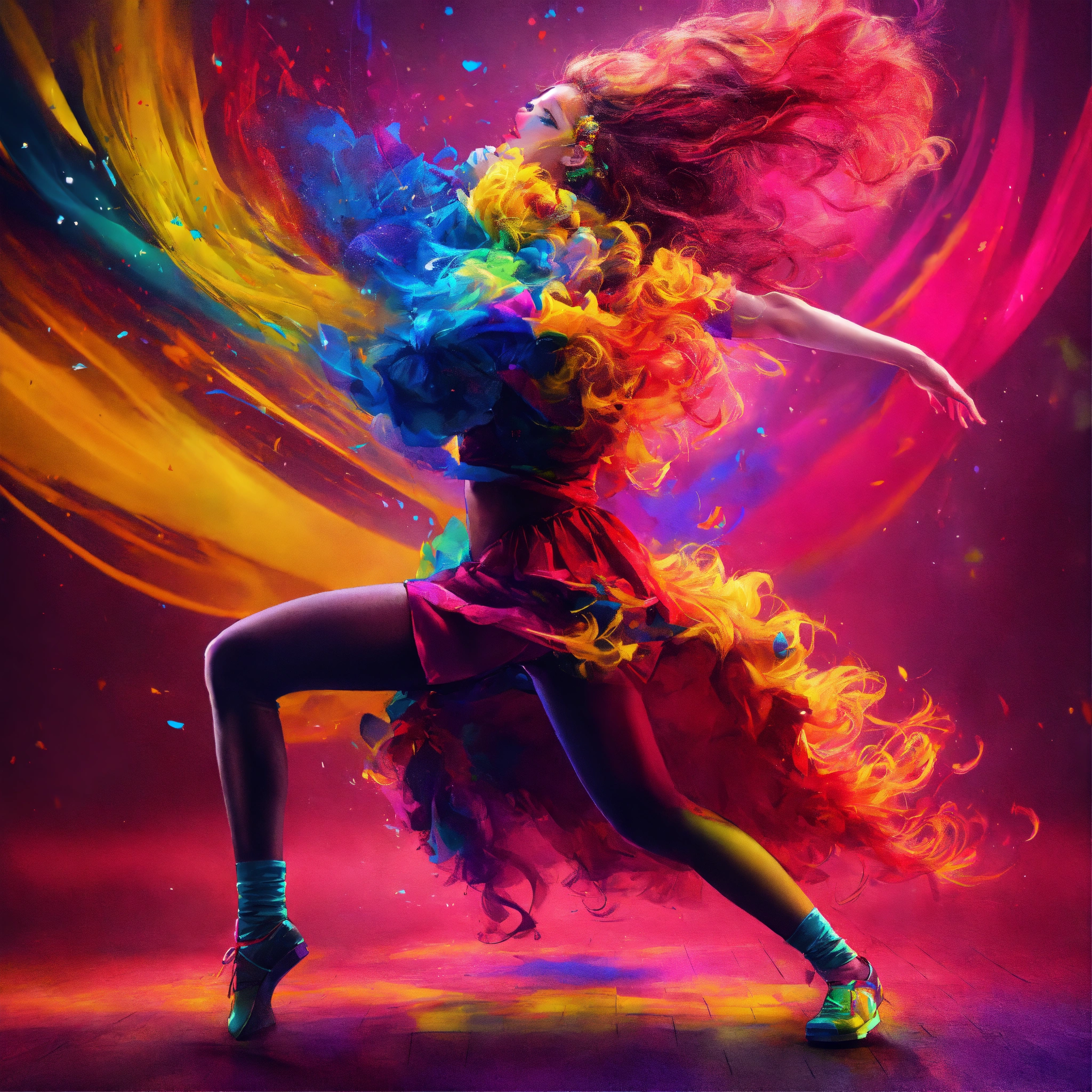 Lexica - Colorful art of crazy female contemporary dance 8k wallpaper,