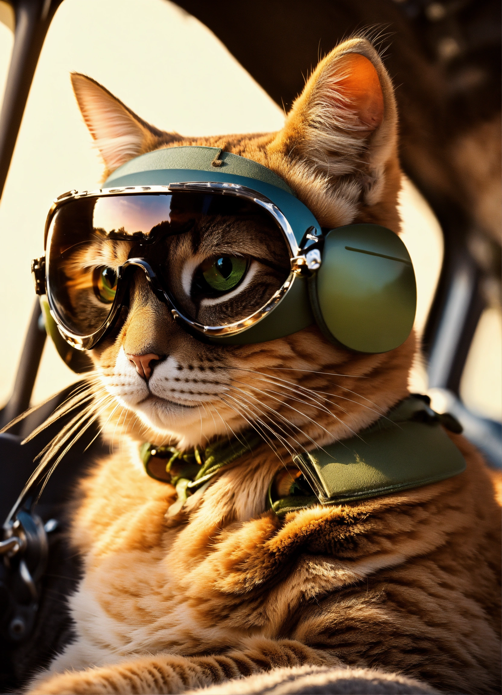 Lexica - A cute cat wearing sun glass and flying a fighter jet