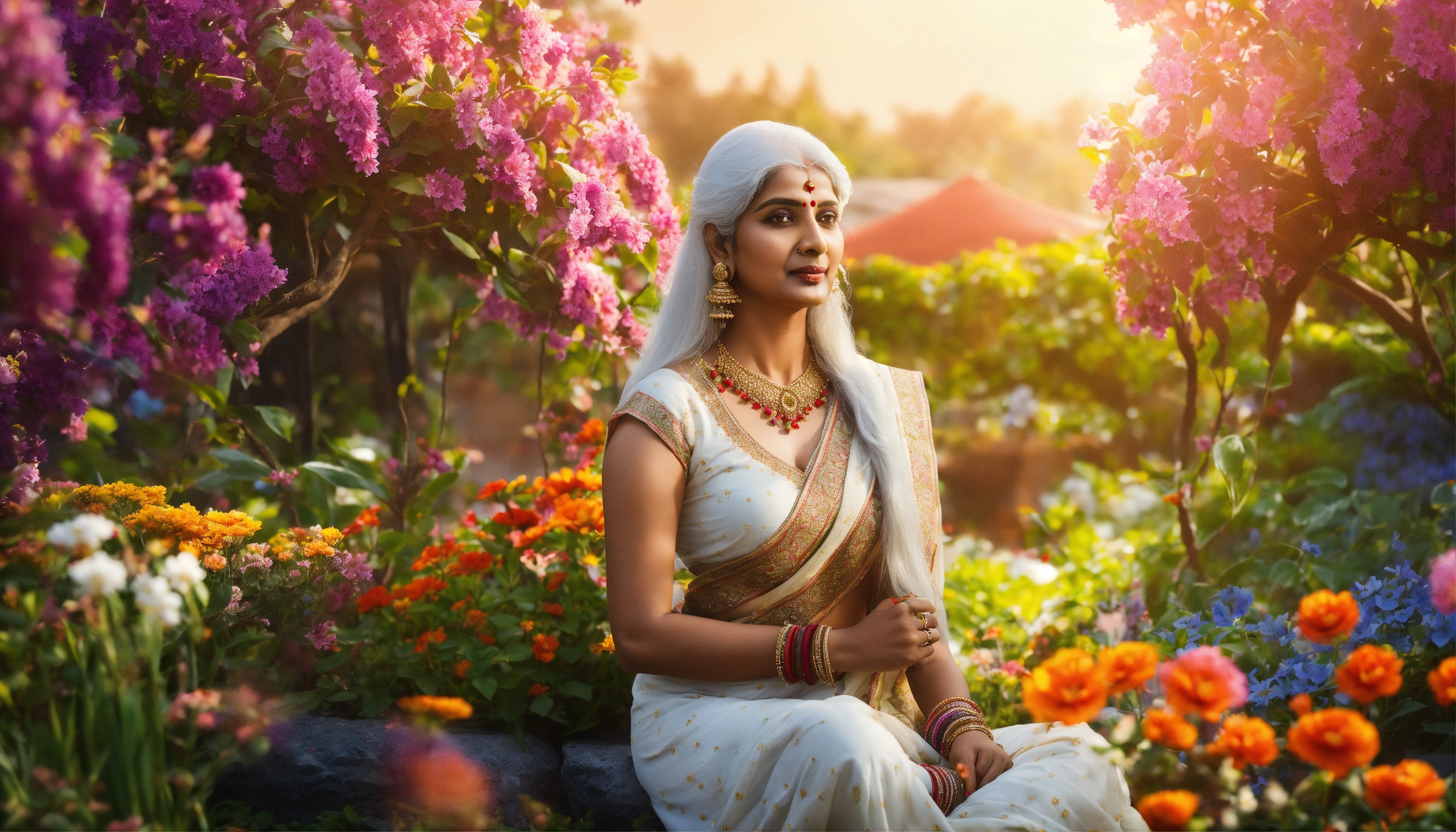 Lexica - 8k image of a very nice white-haired Indian lady named Ravi ...