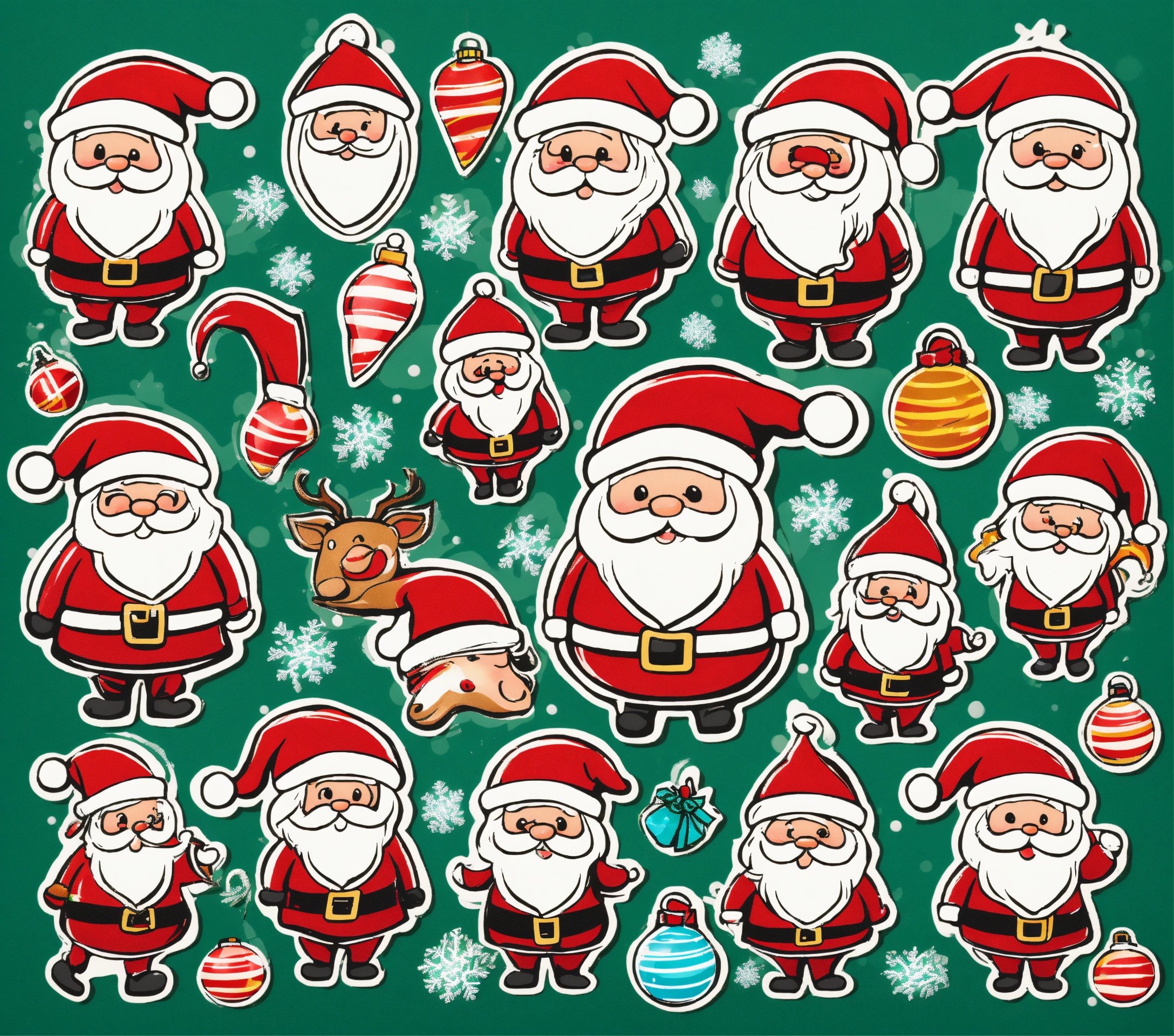 Lexica - Cartoon christmas santa stickers, different forms and sizes