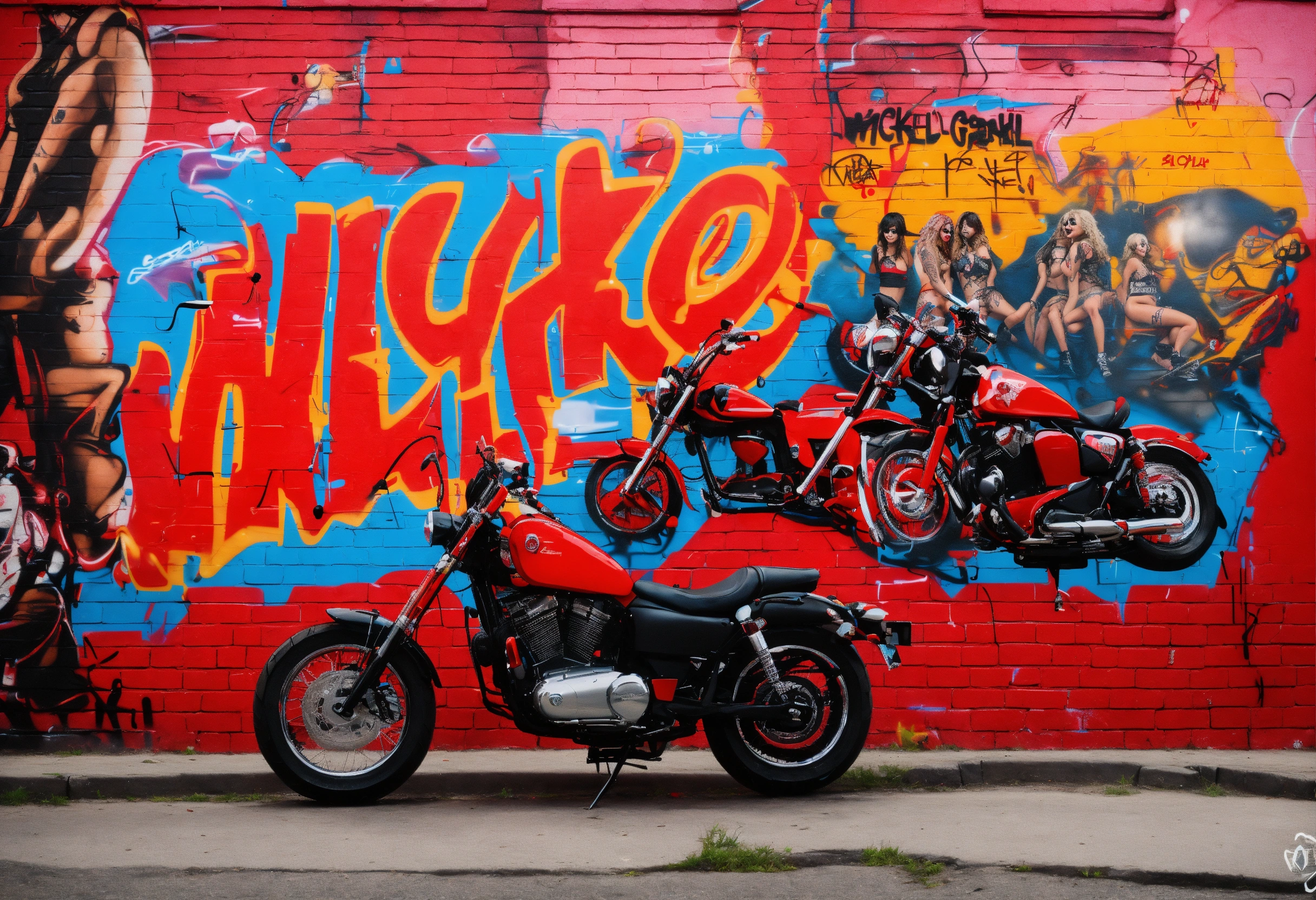 Lexica - A graffiti saying wicked game in red with motorcycles and 2 ...