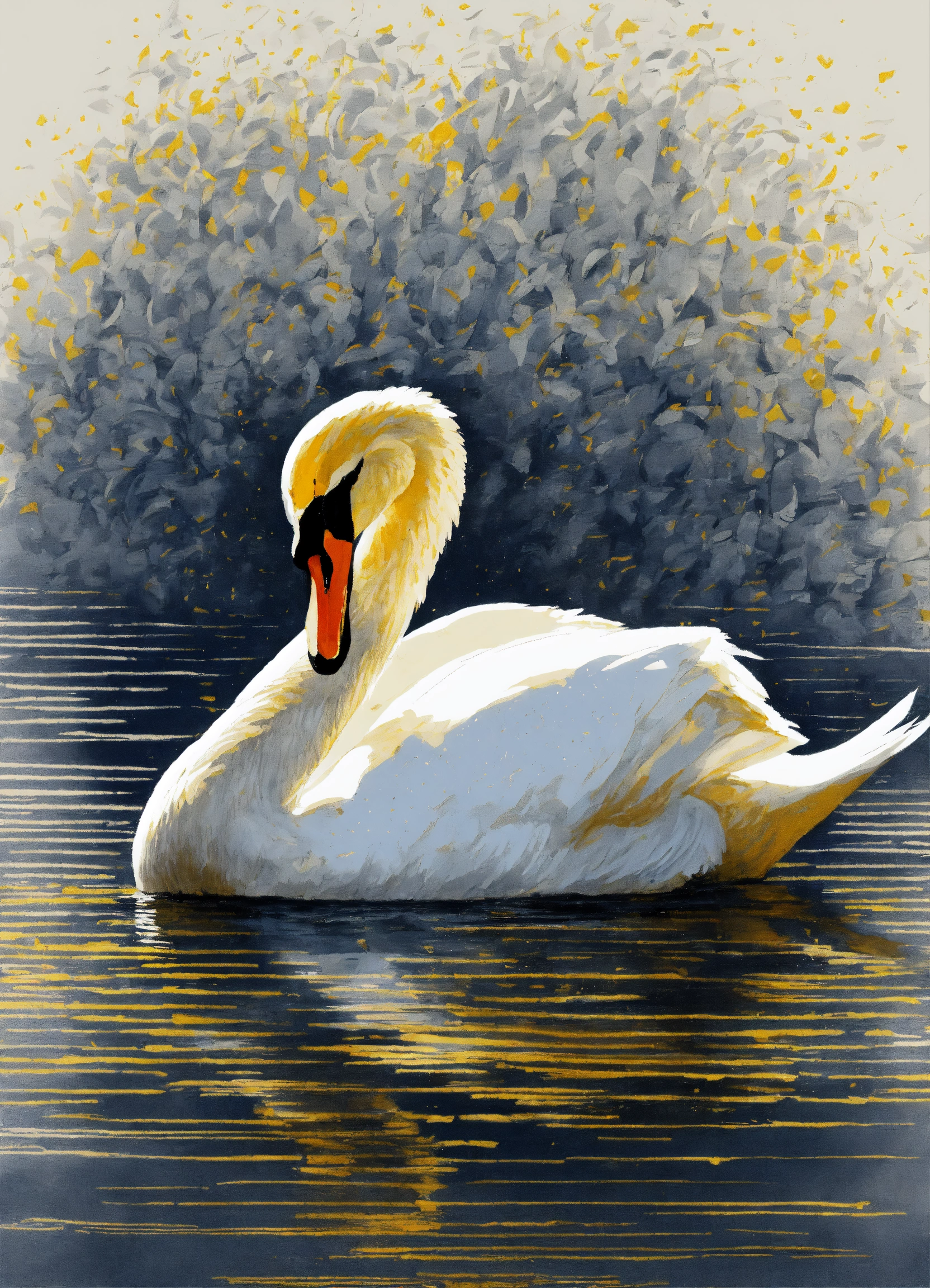 Lexica - Swan, abstract stippling and cross-hatching, Monochrome with ...