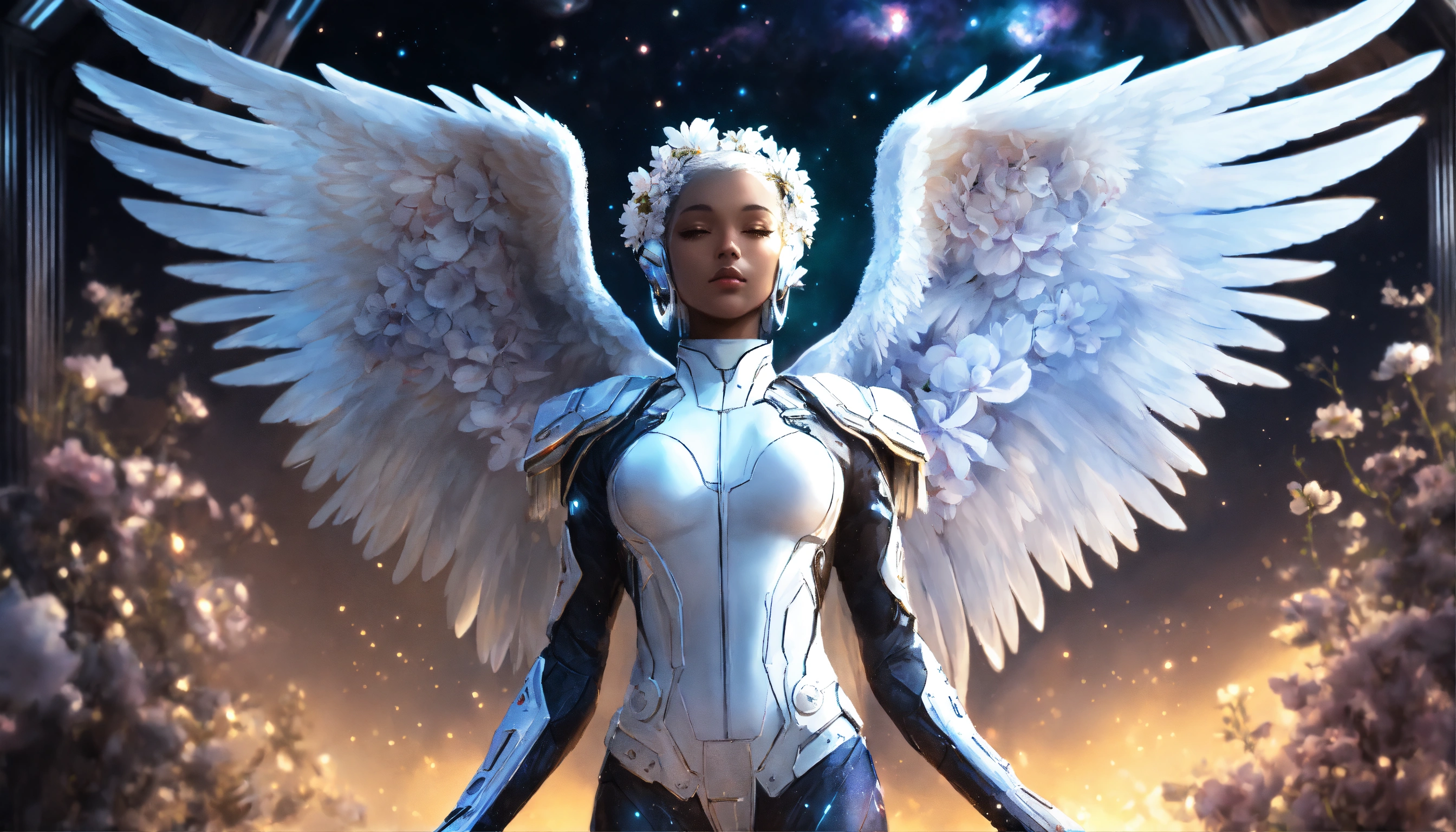 Lexica - Cyberpunk digital painting of a black angel with beautiful ...