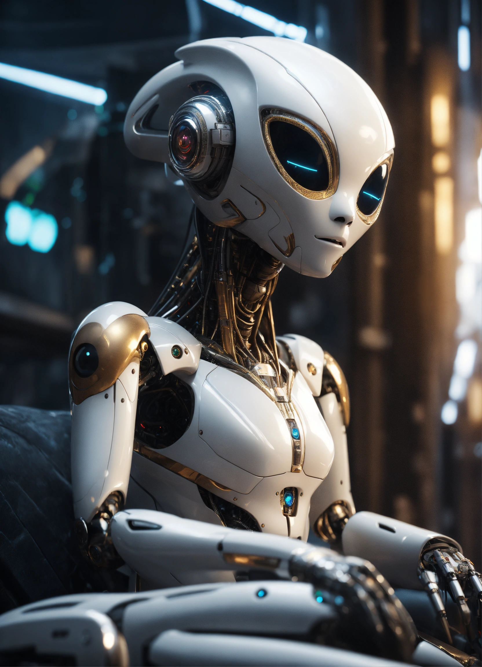 Lexica - Alien creature with white wooden skin and cat face and cat ...