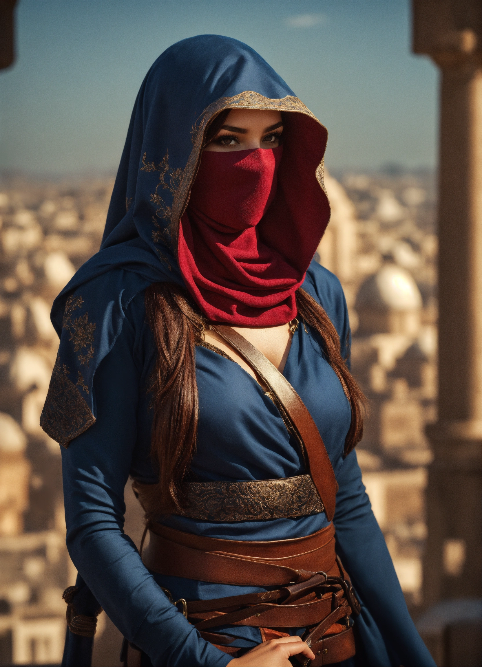 Lexica - Beautiful assassin woman, head covering