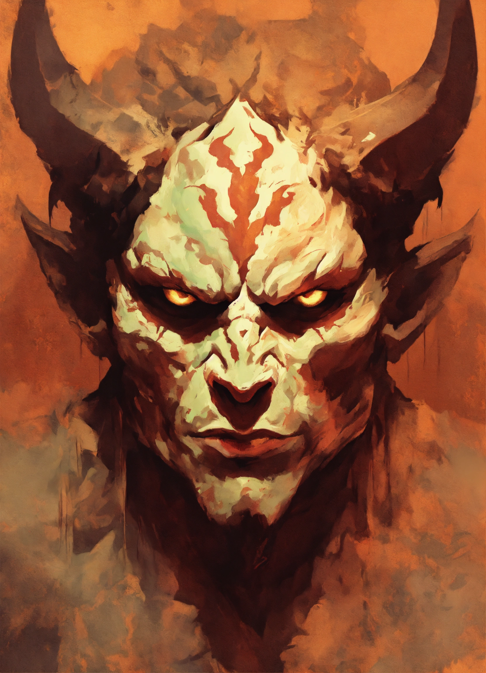 Lexica - Demon portrait, texture painting, texture vector illustration ...
