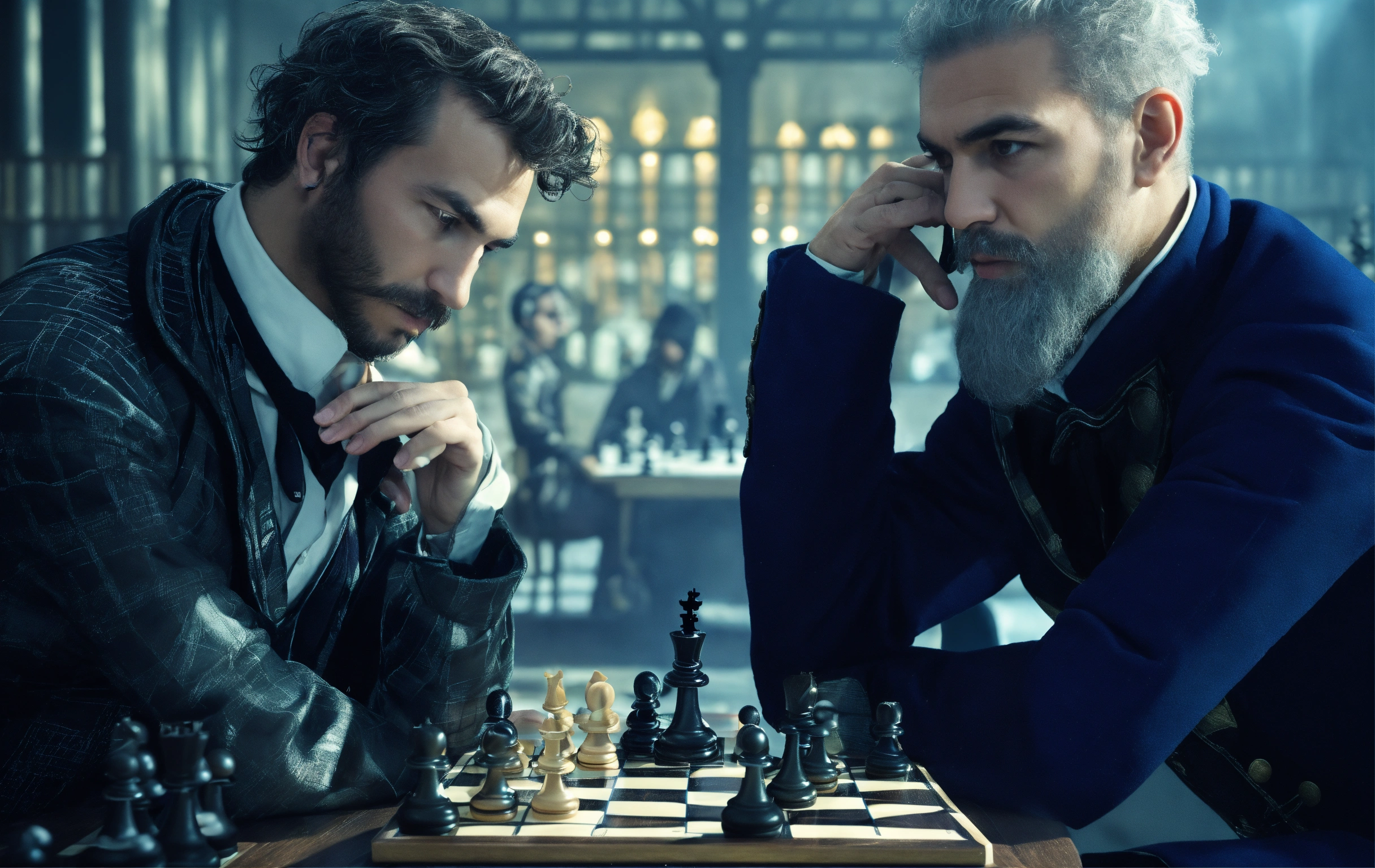 Lexica - Two masters are playing chess, with cold and advanced ...