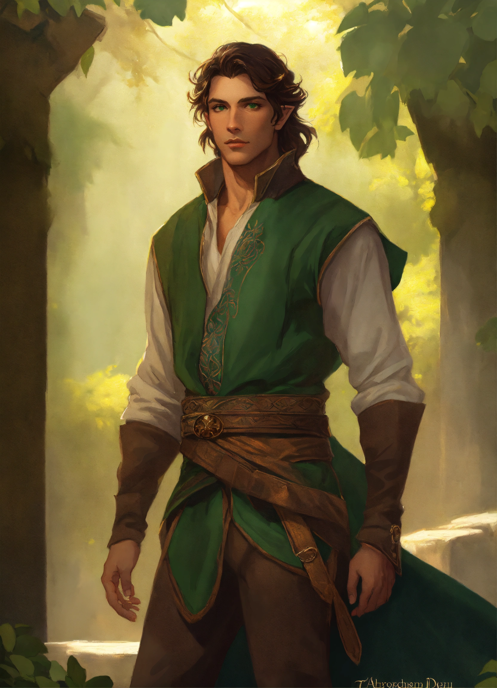 Lexica - Full body portrait of handsome elf male scout, high cheekbones ...