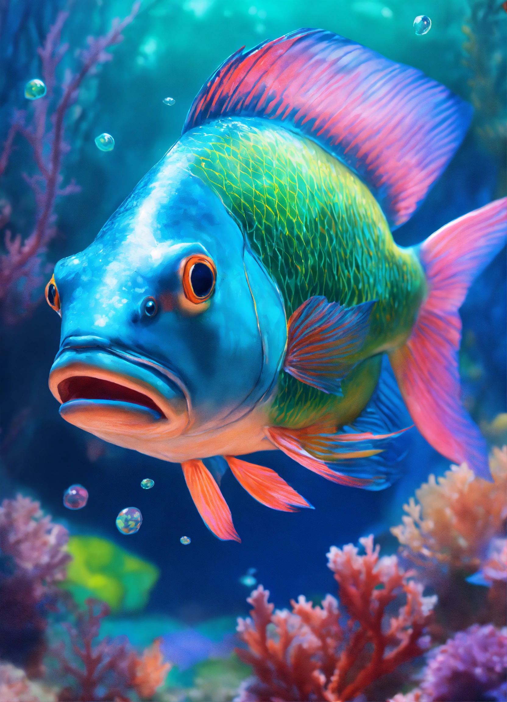 Lexica - Fantasy Portrait of an anthropomorphic fish, masculine ...