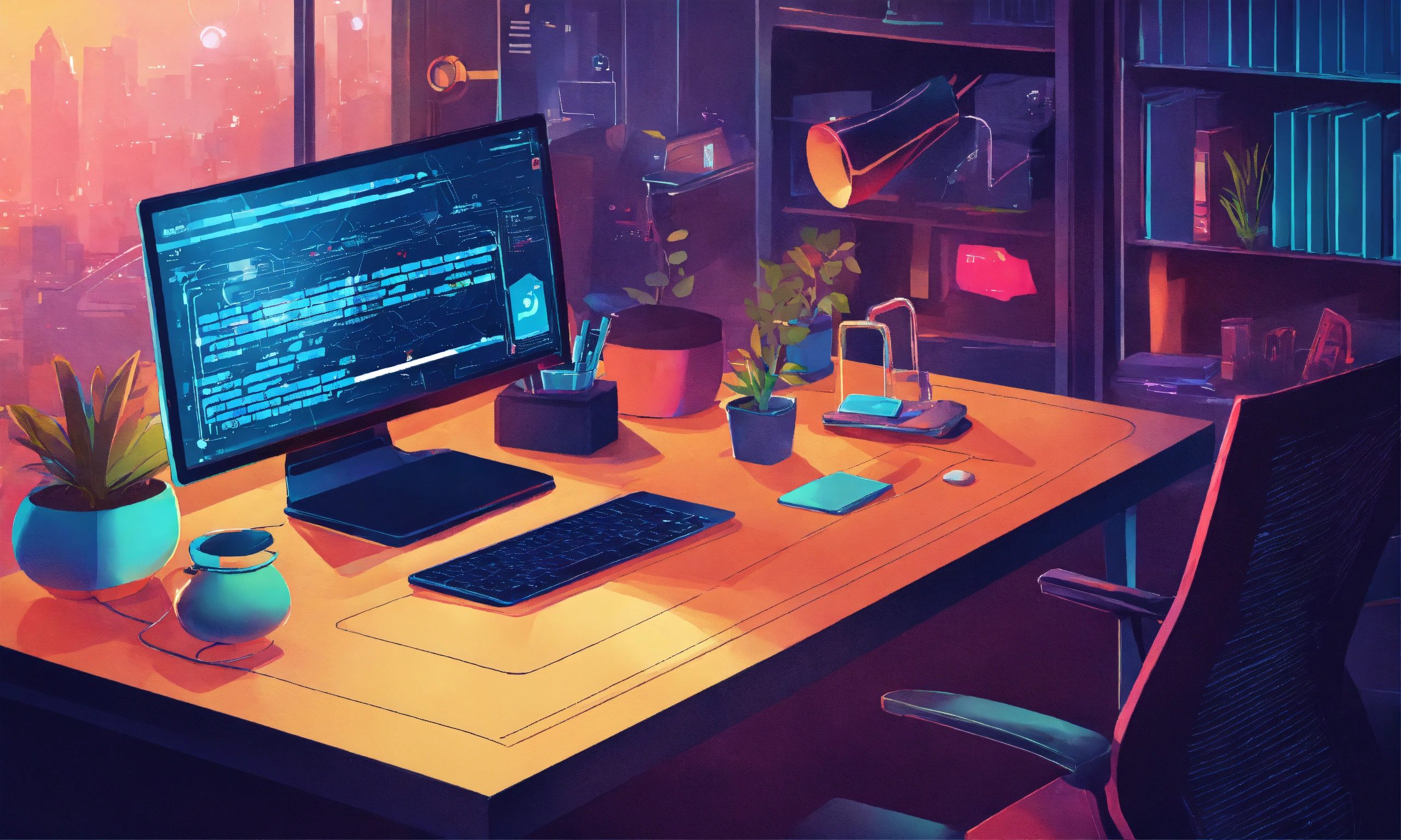 Lexica - Cyber security laptop on desk illustration