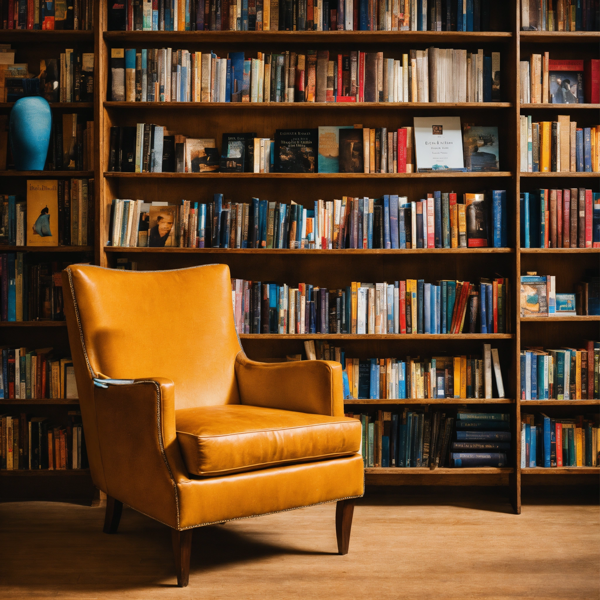 Lexica - A photo of a bookshelf full of books. The books are organized ...