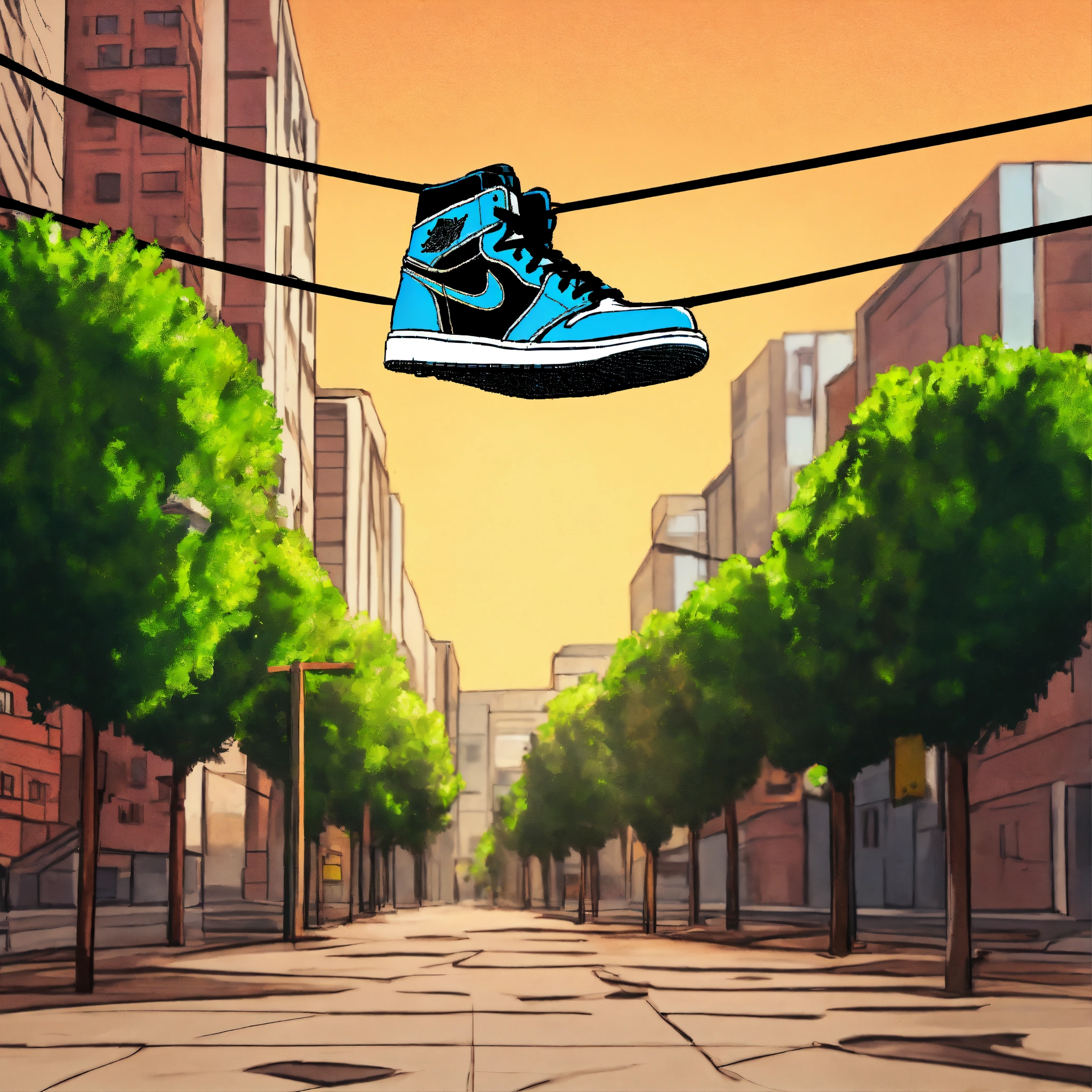 lexica-virtual-drawing-of-air-jordan-1-sneakers-hanging-on-a