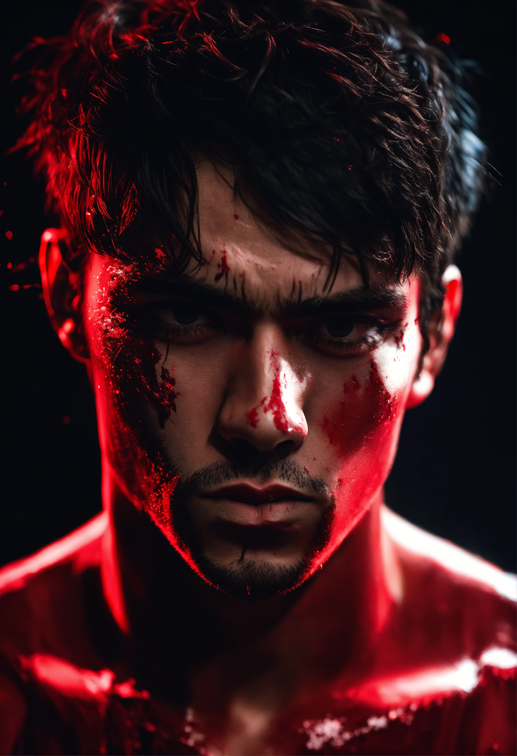 Lexica - A realistic photograph of a 22-year-old man, with a scary ...