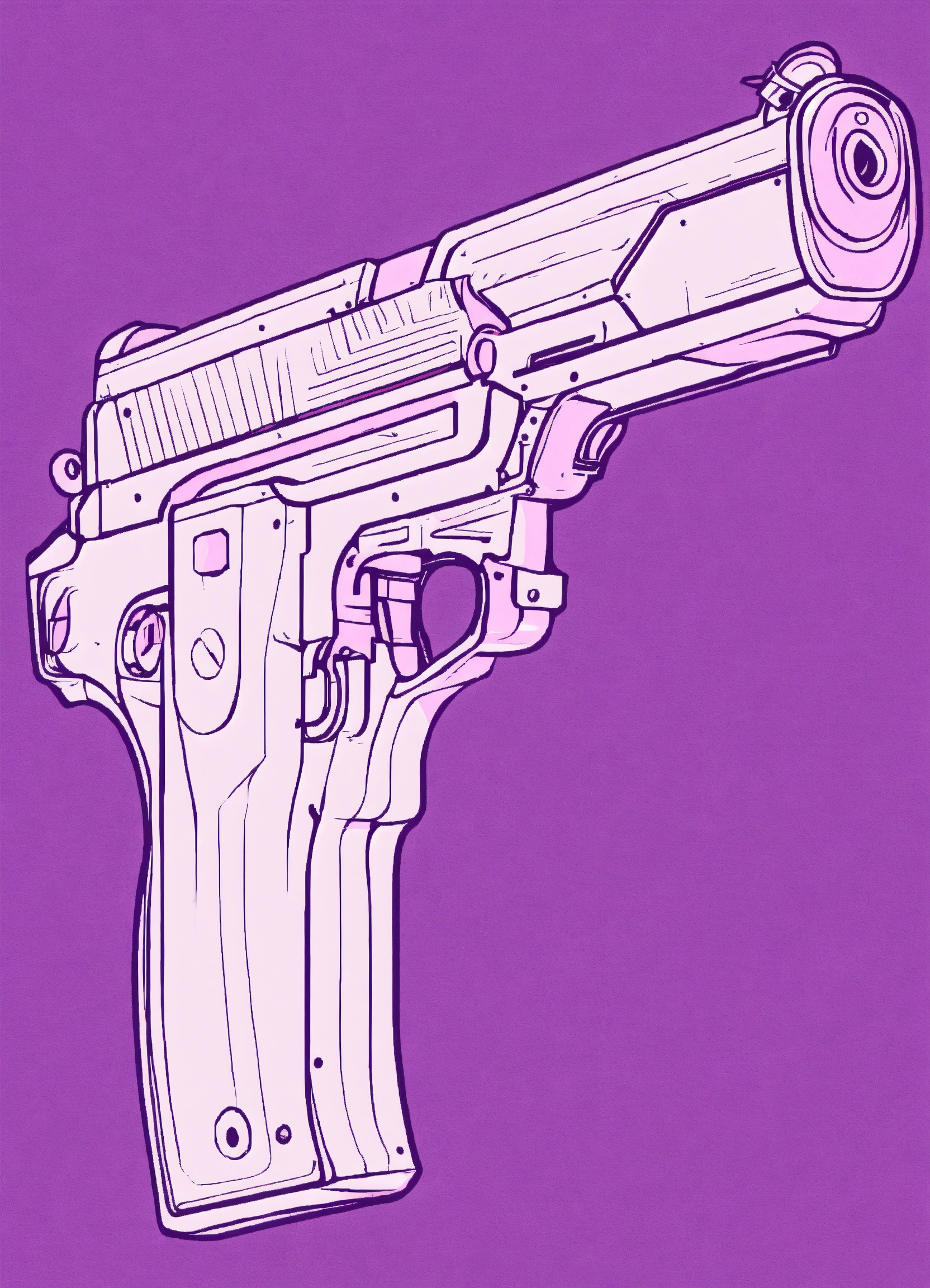 Lexica - Gun lineart purple simple flat