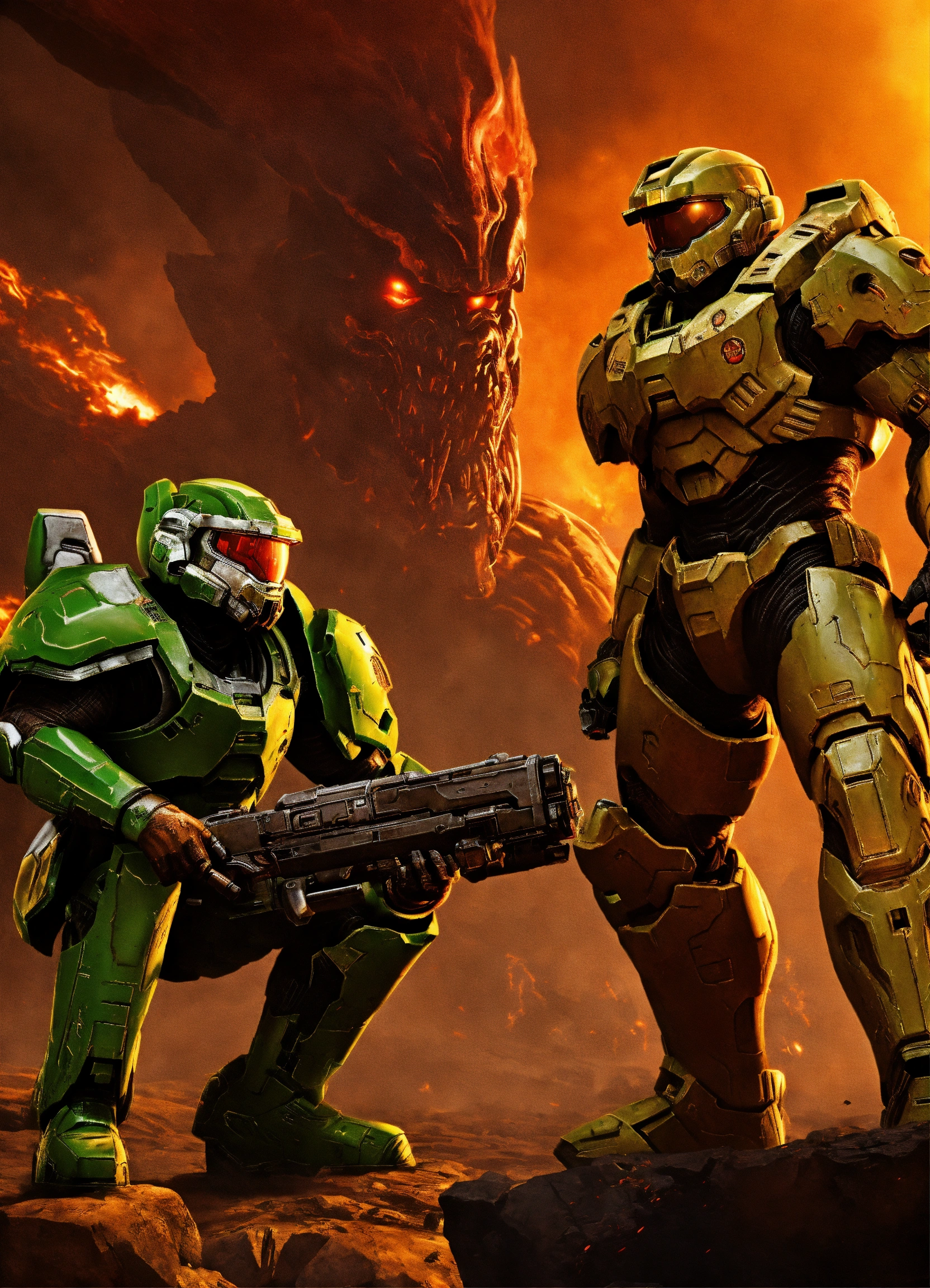 Lexica - Doom slayer, doom, master chief,side by side, fighting demons ...