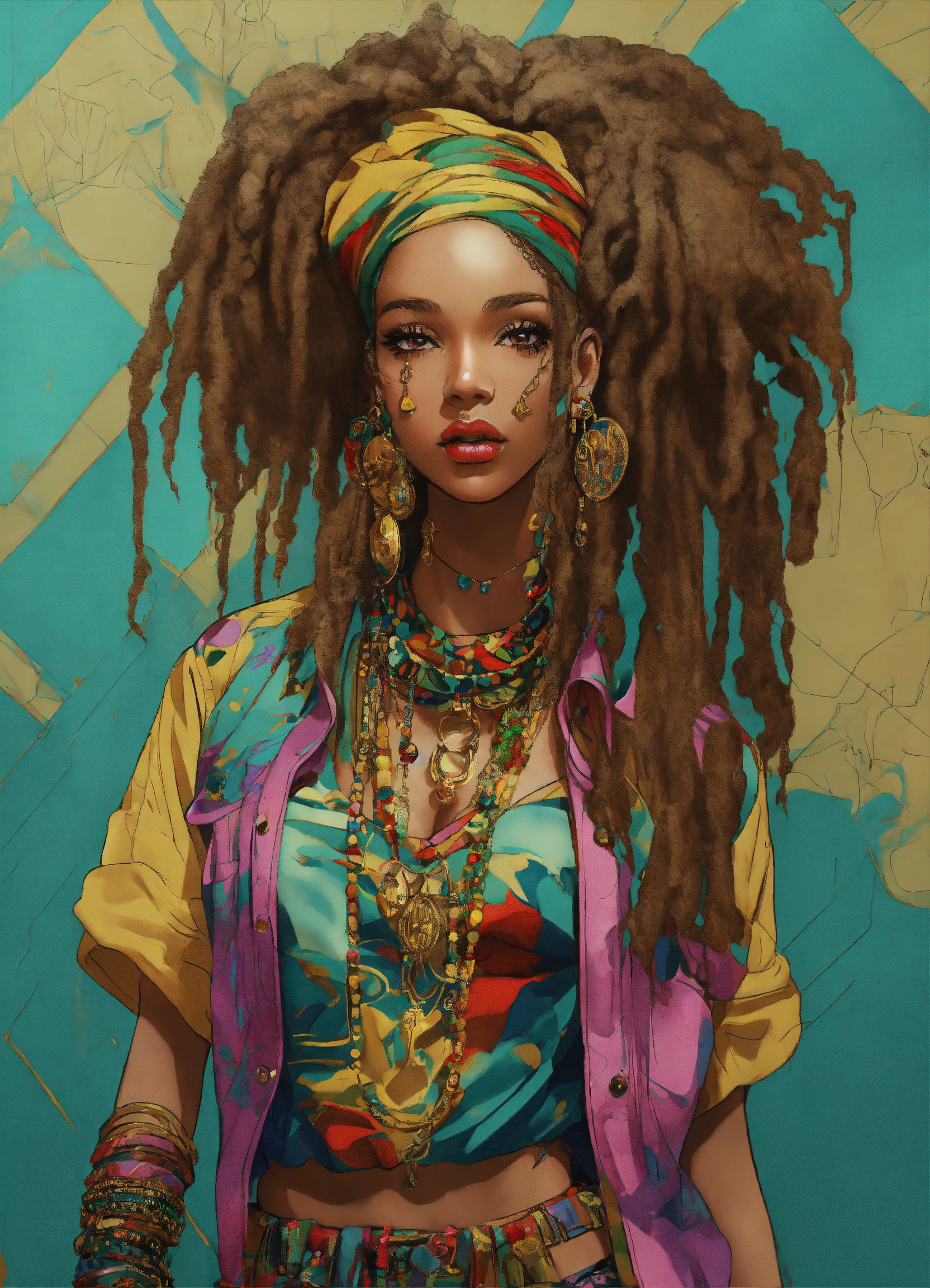 Lexica - Full body street art doll looking rasta girl in stylish haute ...