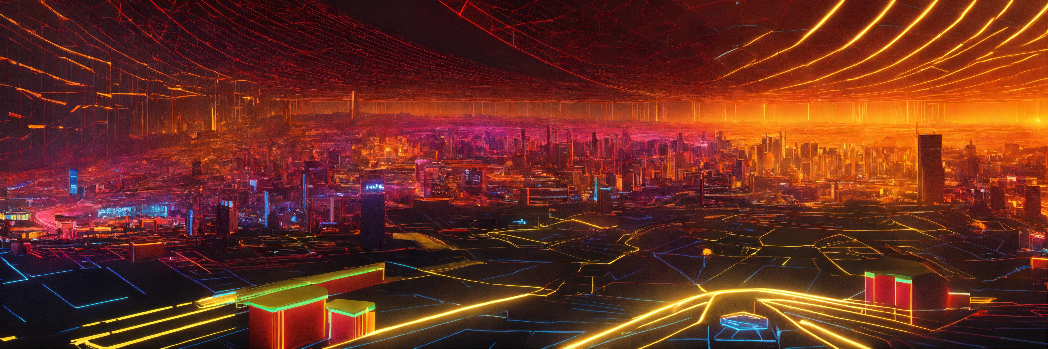 Lexica - A complex digital landscape like something out of tron