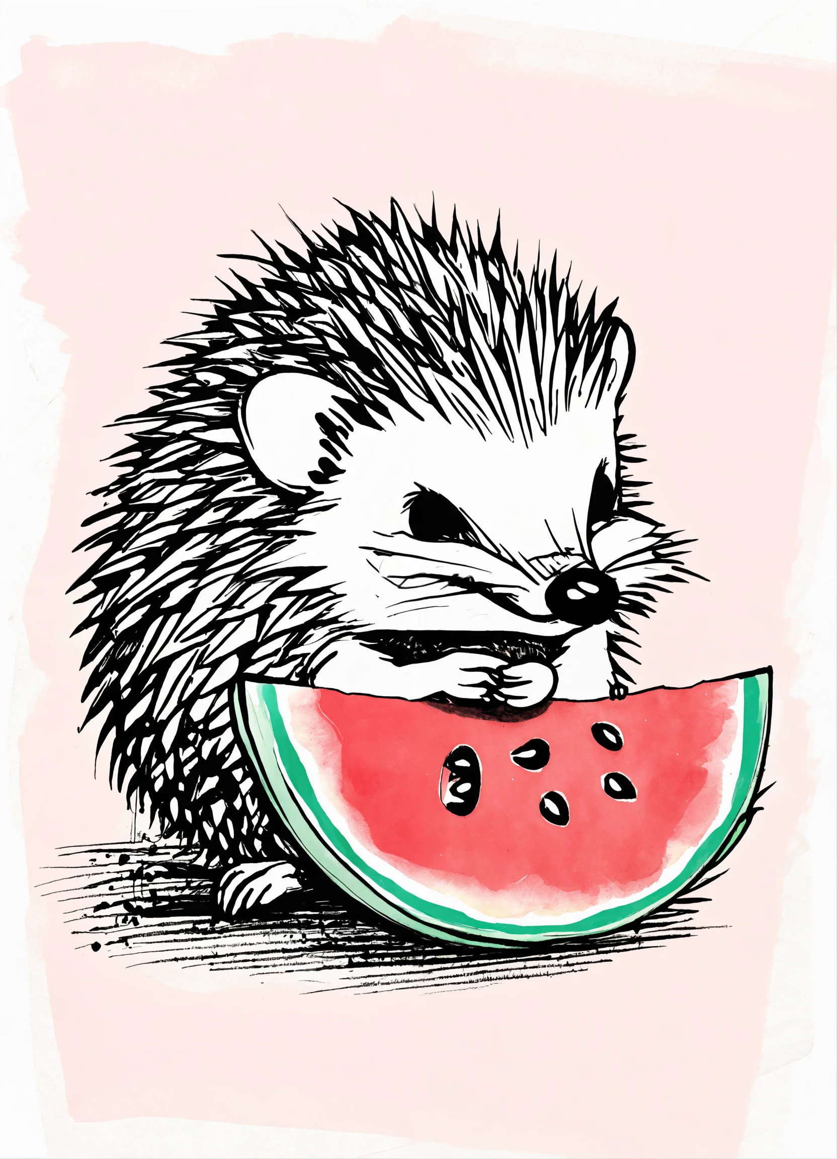 Lexica - A small hedgehog holding a piece of watermelon with its tiny ...