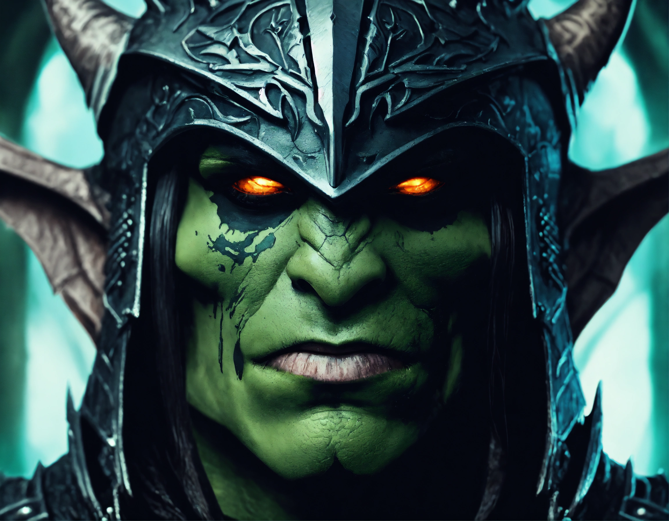 Lexica - A close up of an orc wearing a helmet, symmetrical epic ...