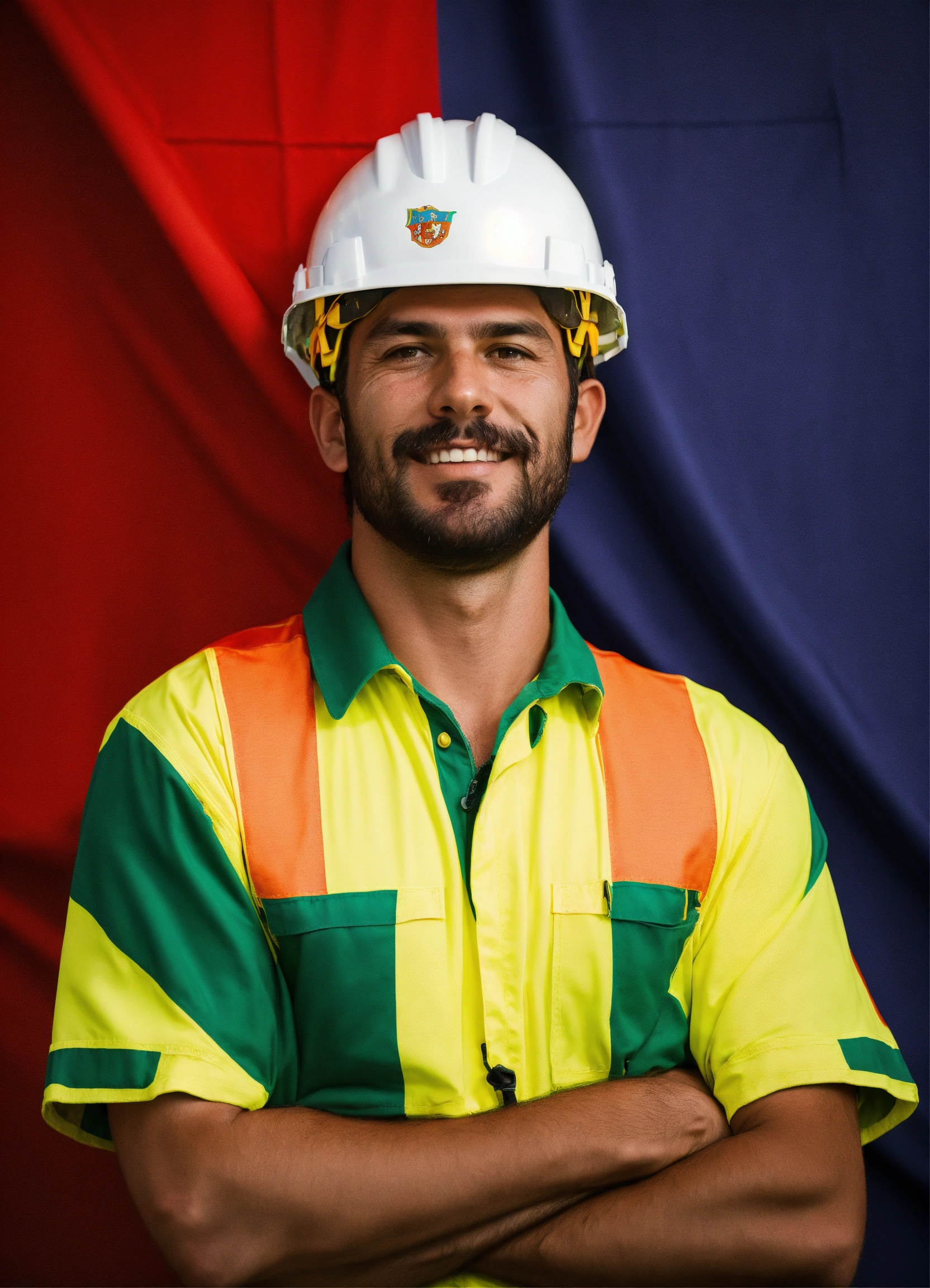 Lexica - A Portuguese construction worker wearing a helmet on his head ...