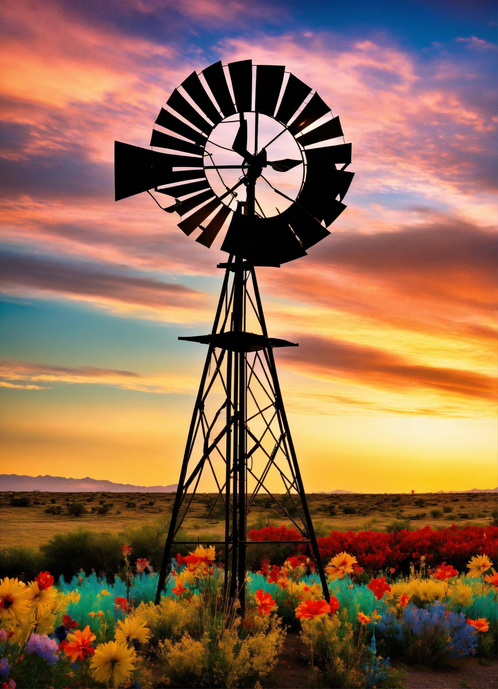 Lexica - American southwest rustic metal farm windmill with colorful ...