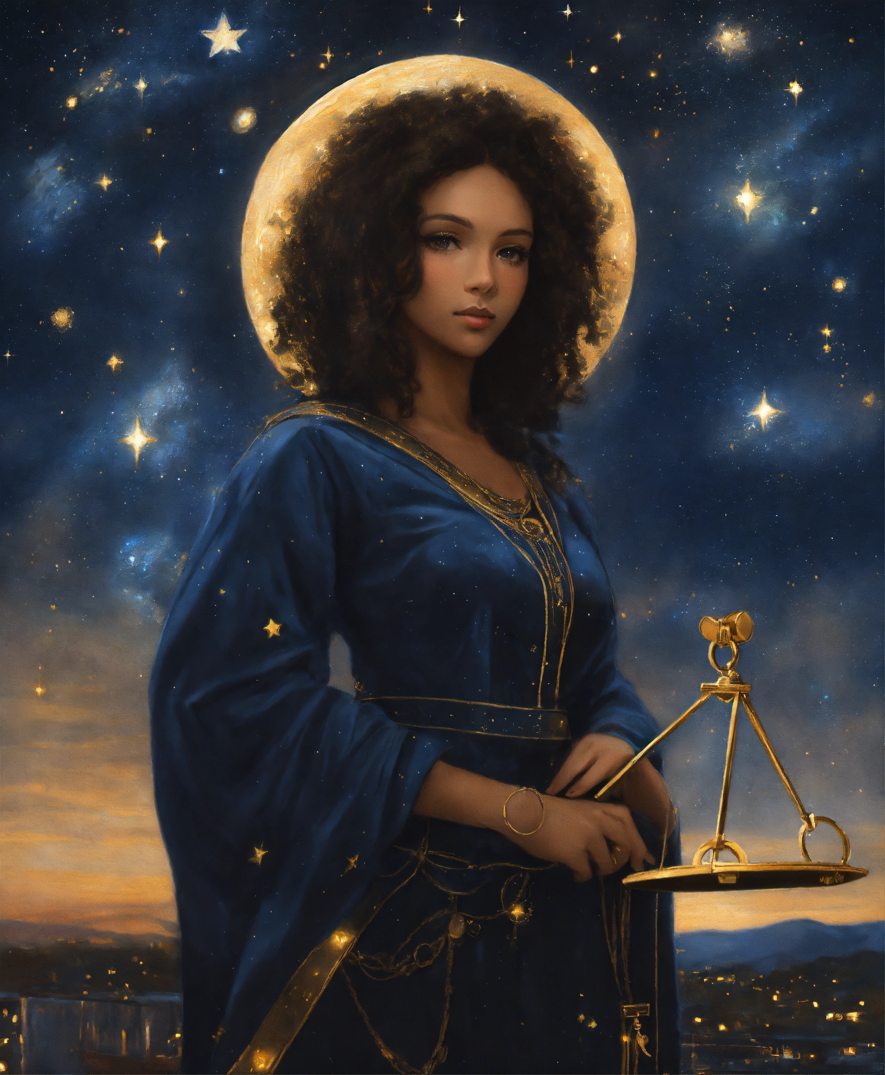 Lexica - Realistic drawing of a woman with a libra of the justice, in ...