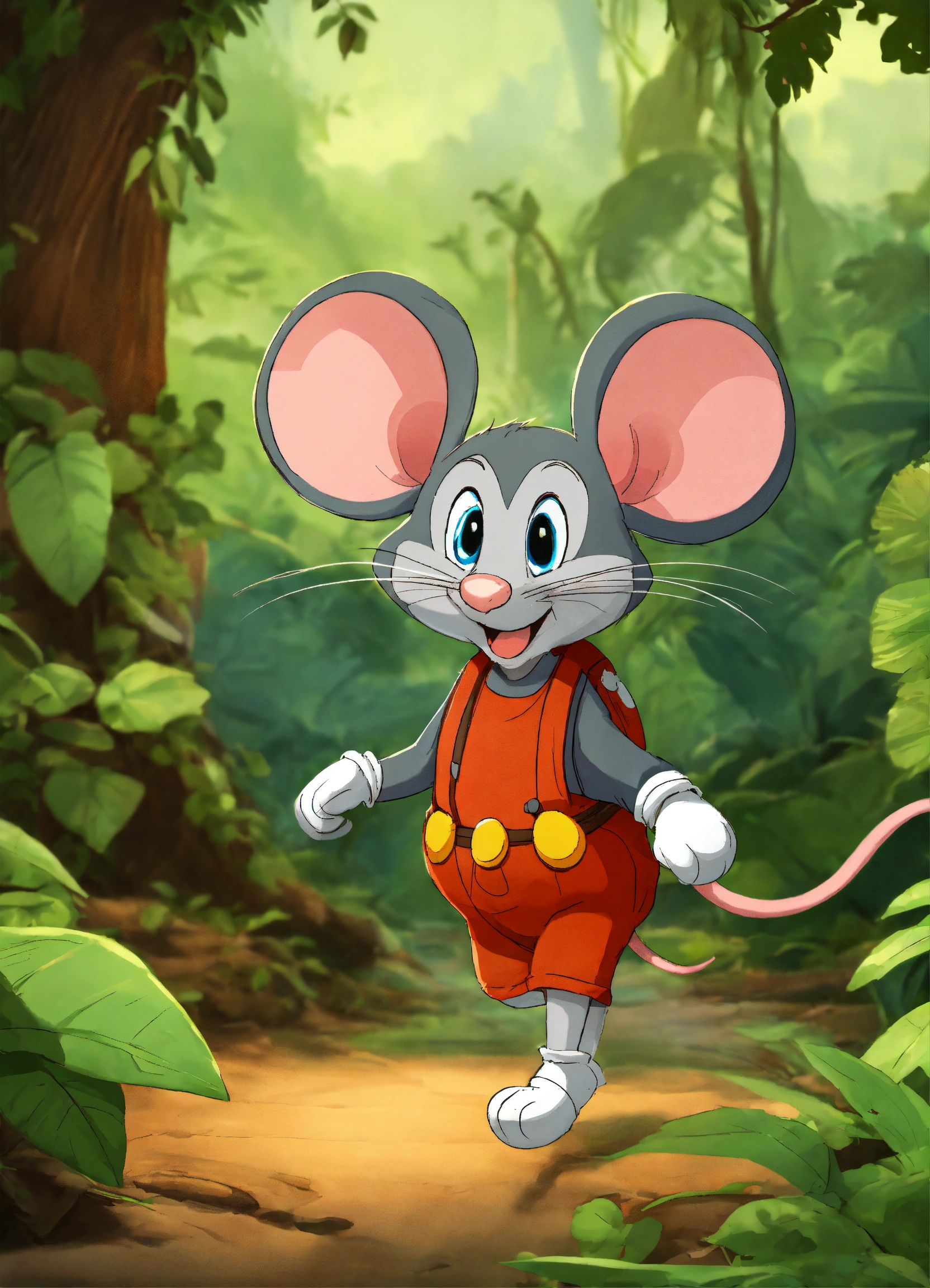 Lexica - Cartoon mouse walking in jungle