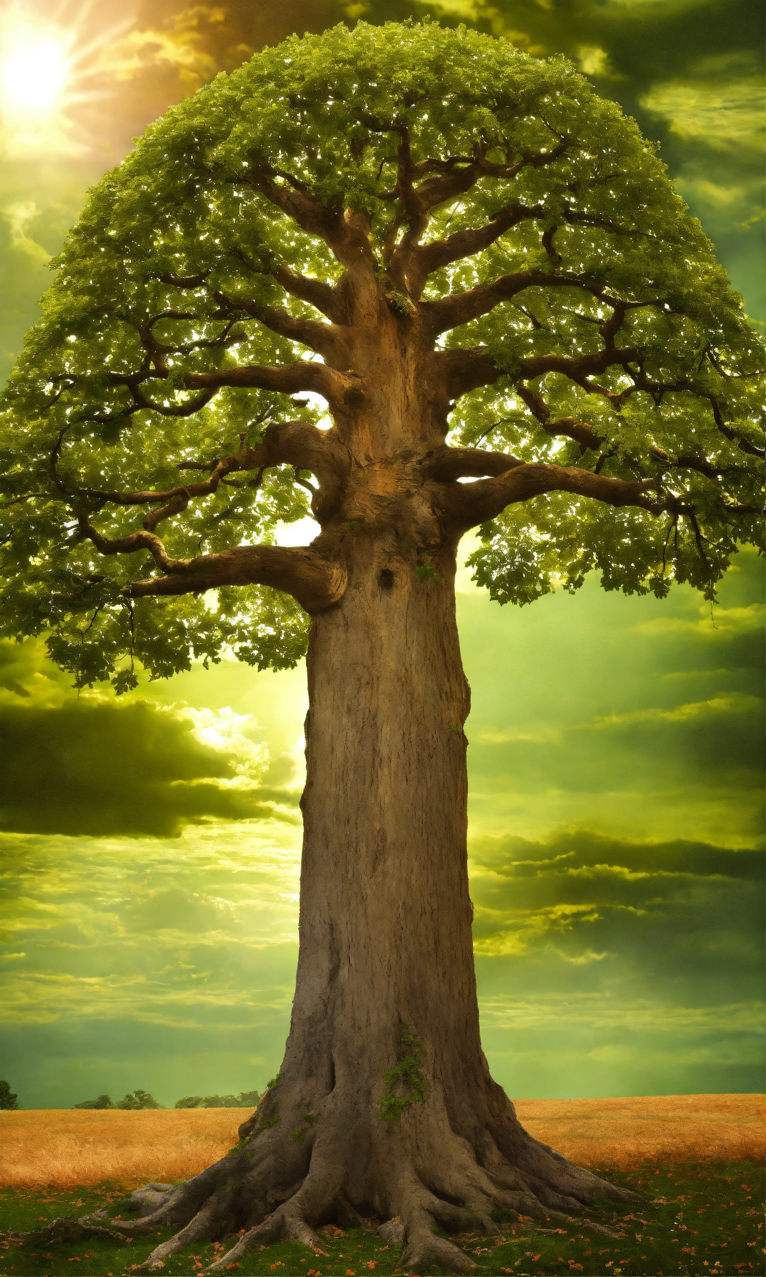 Lexica - Collage of a big and ancient chestnut tree