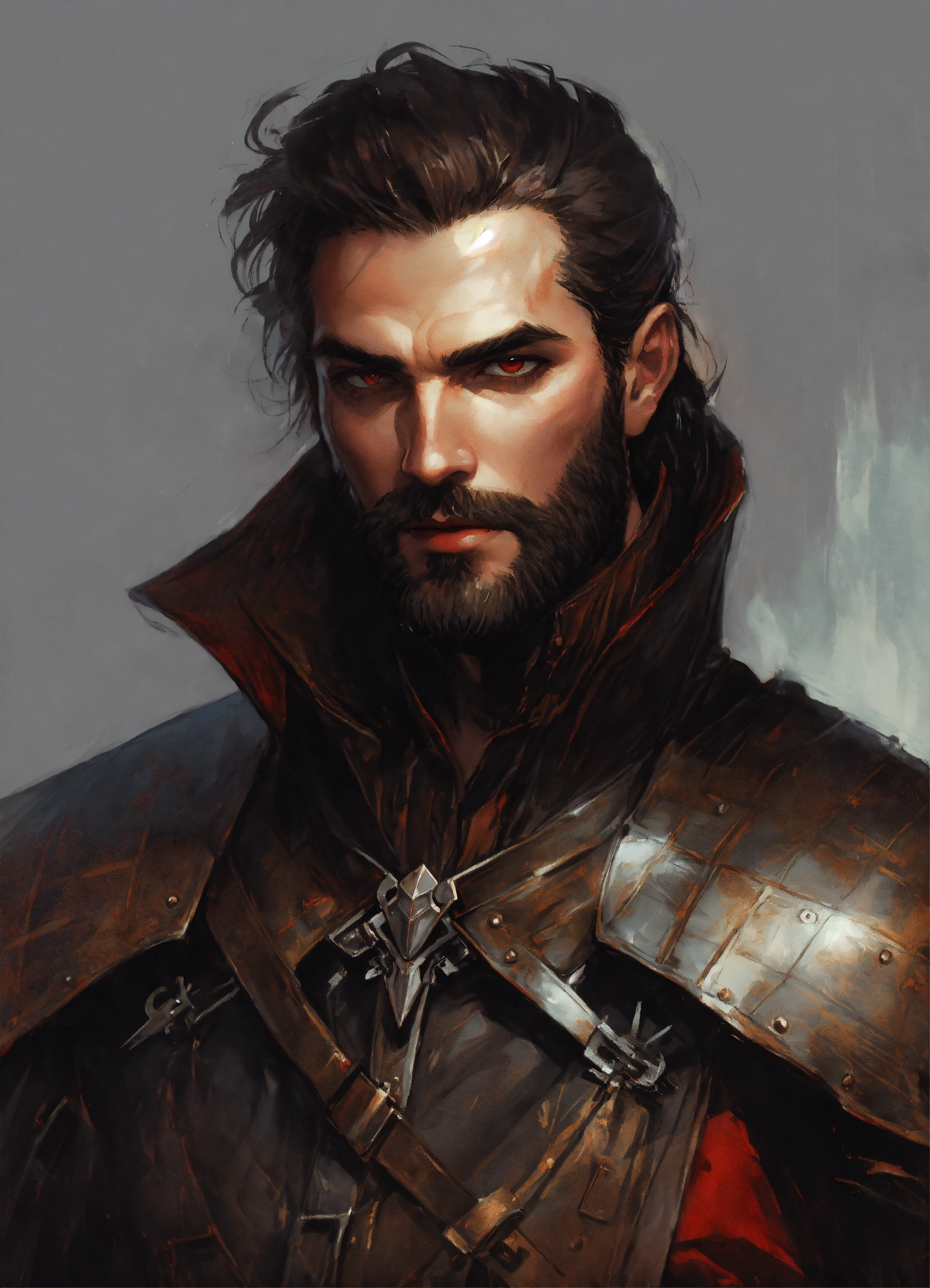 Lexica - Male vampire wearing leather armor with a beard, comic style ...