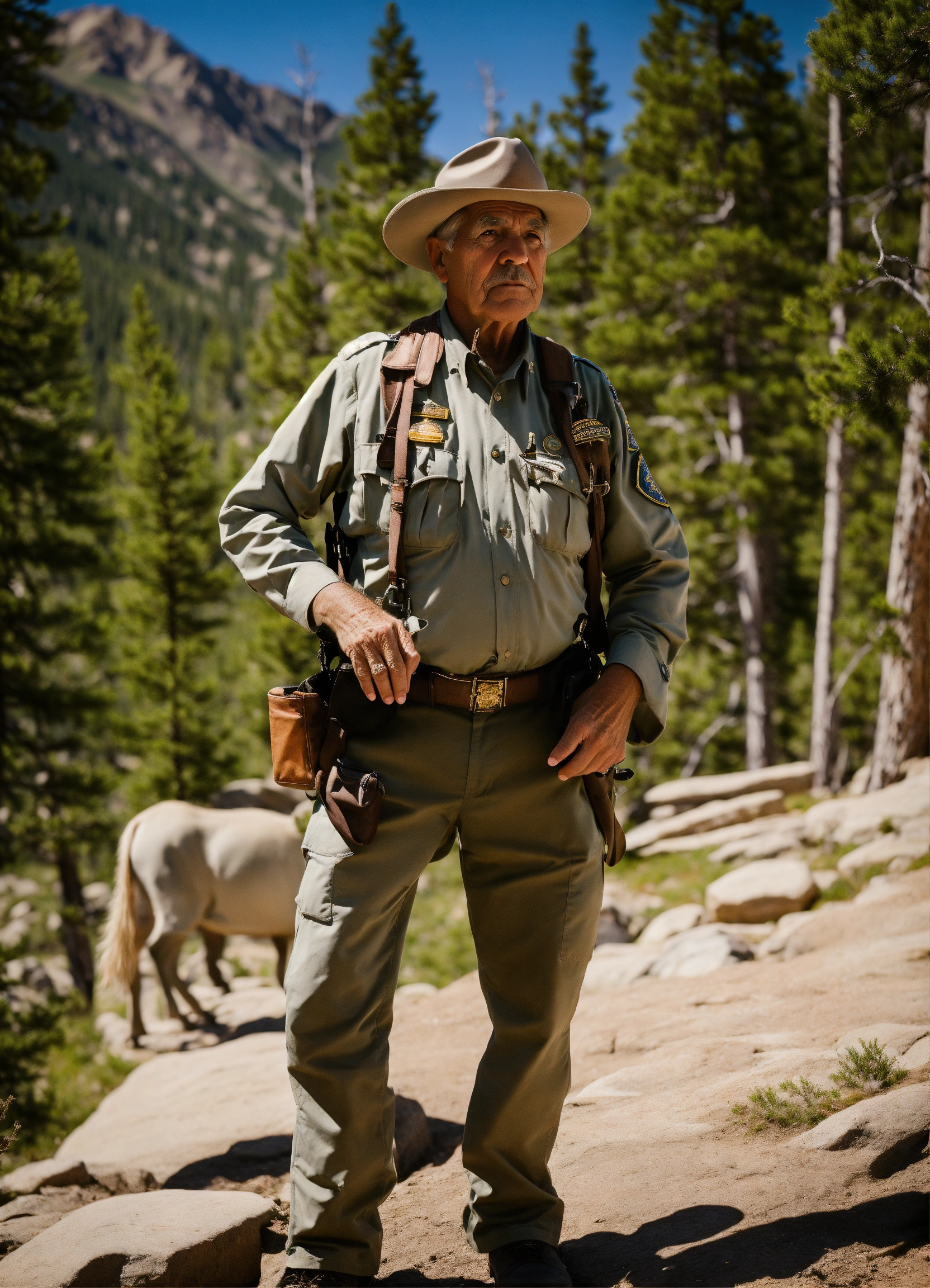 Lexica - Park ranger in Rocky Mountain National Park man old scare ...