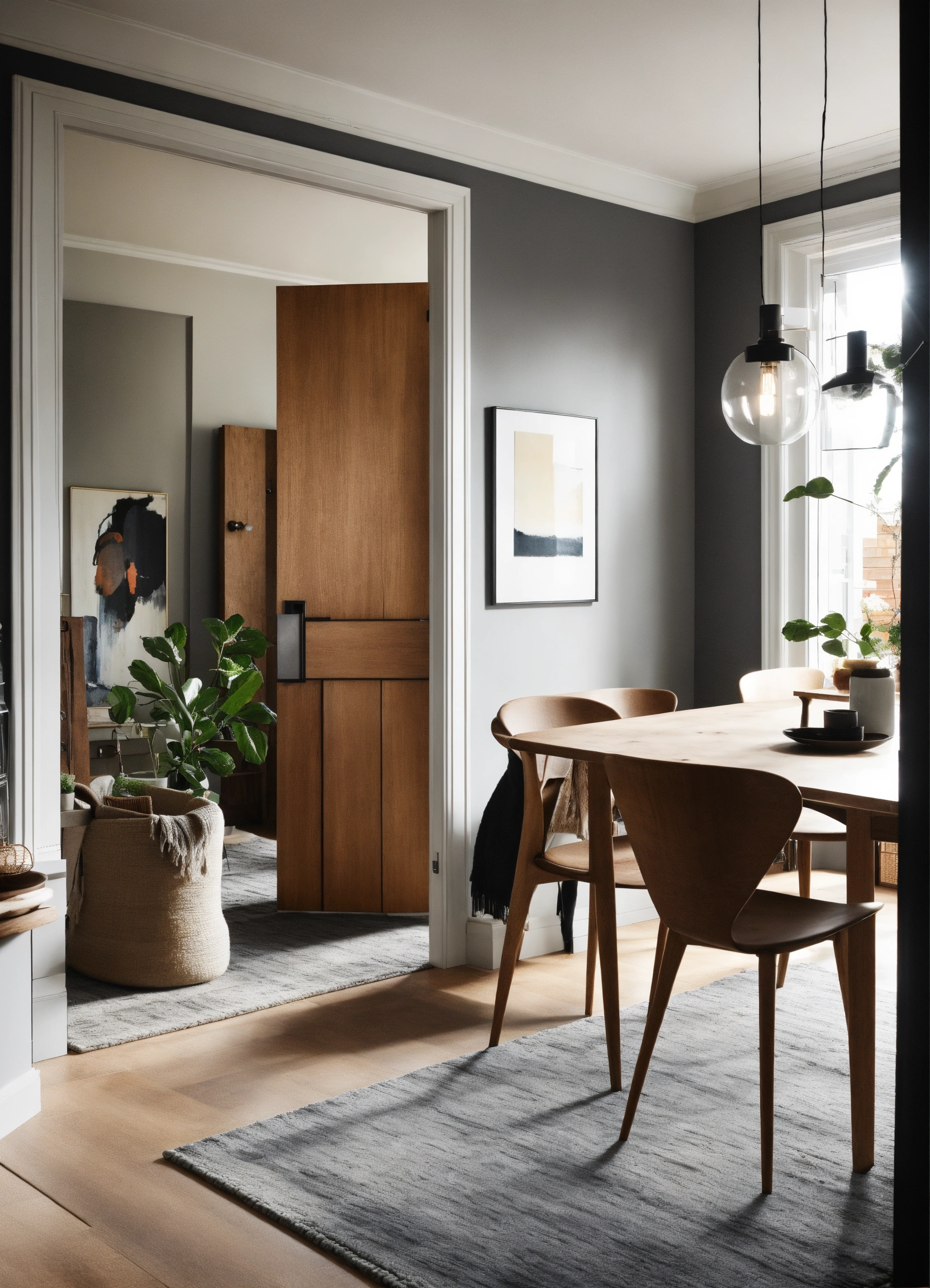 Lexica - Living room and dining, open plan, modern, art with slim black ...