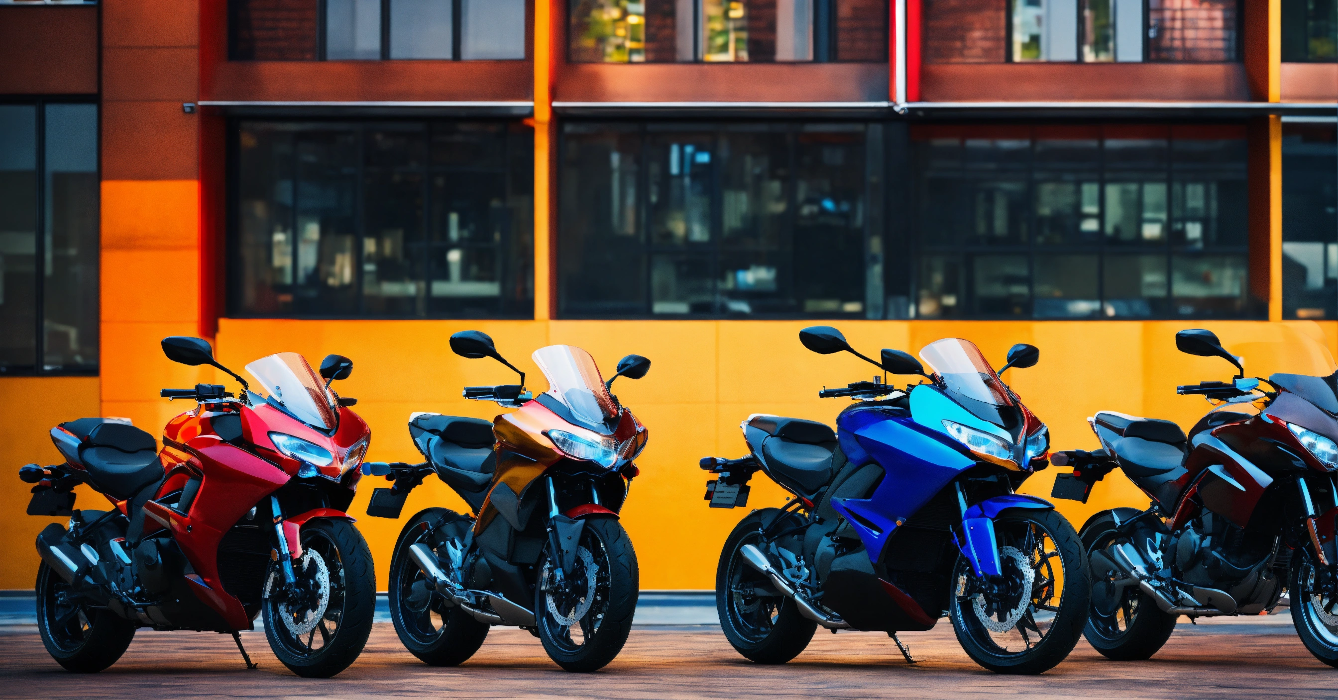 Lexica - Ultra realistic, five motorcycles in city
