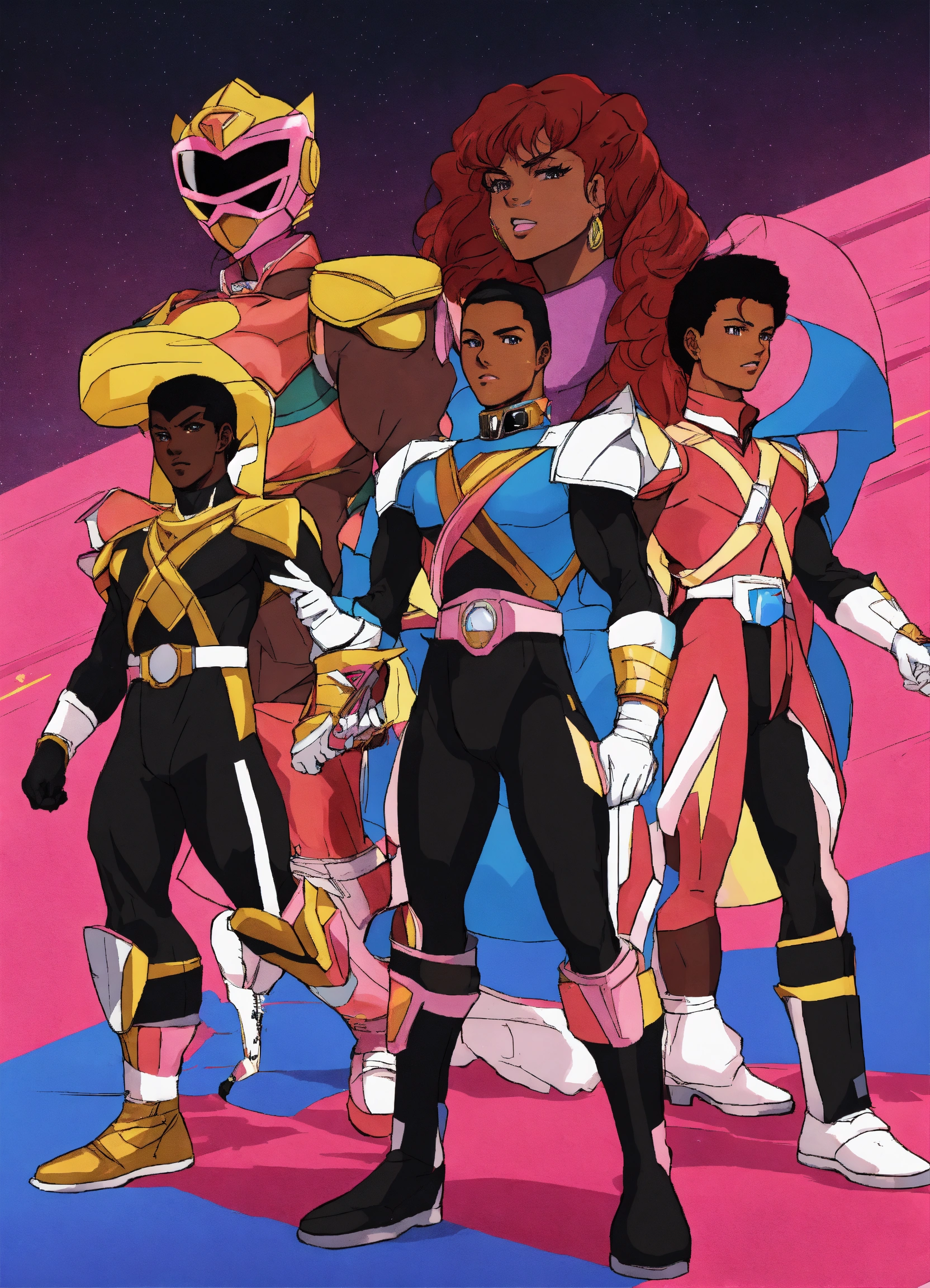 Lexica - 80s anime style black characters power rangers
